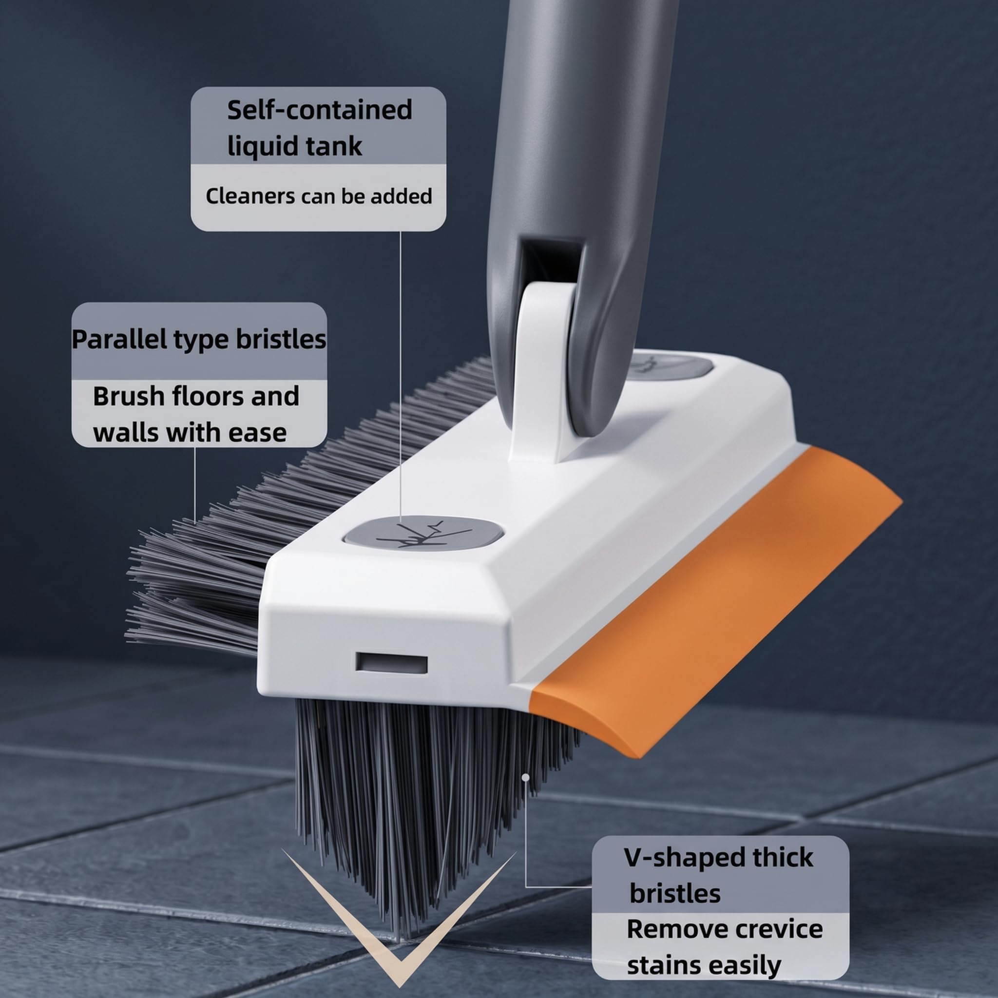 3-in-1 Bathroom Cleaning Brush with Wiper – 180° Rotating V-Shaped Scrub Brush with Long Handle & Built-in Squeegee | Heavy Duty Deep Cleaning Tool for Bathroom Tiles, Kitchen Floor, Grout & Corners image 5