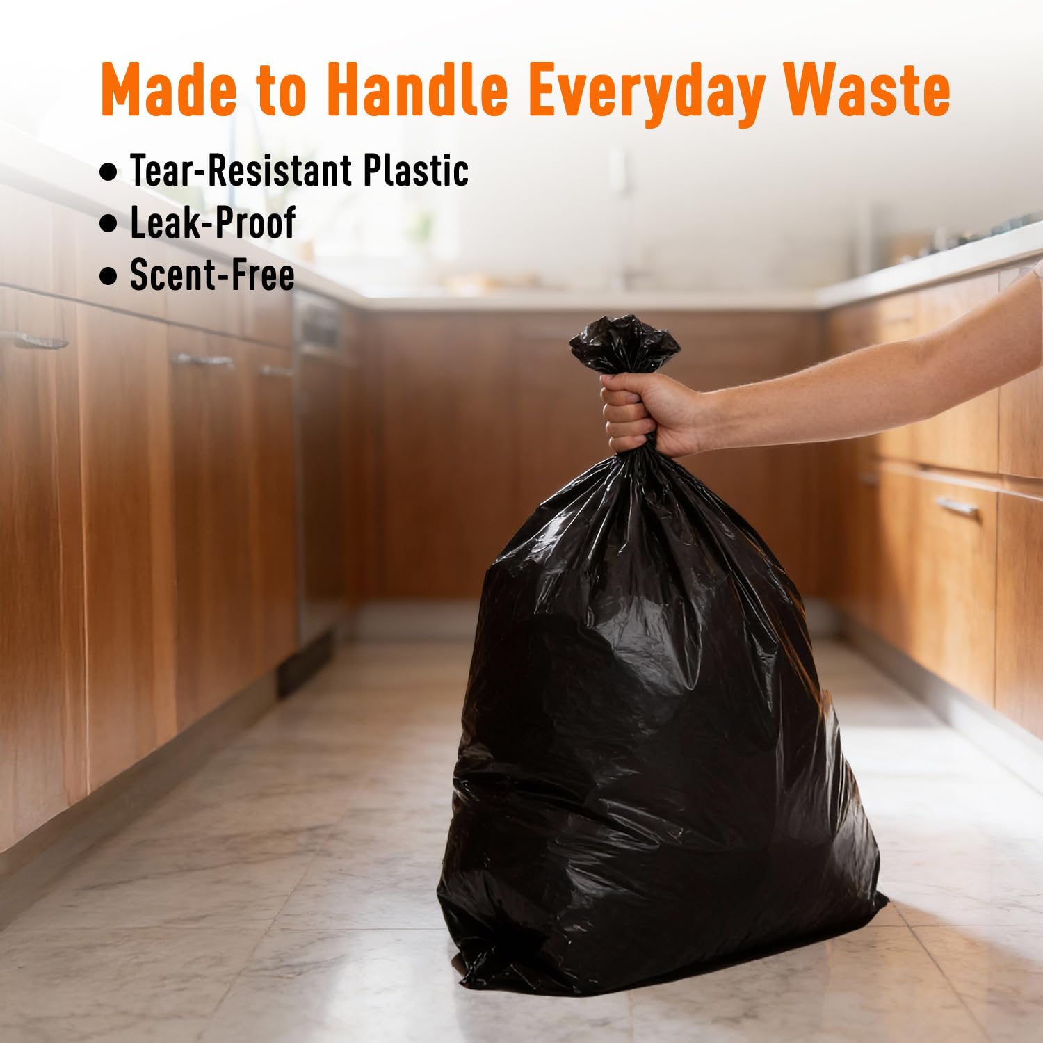 Amazon Brand - Presto! Garbage Bags | Large | 90 Count | 15 Bags X 6 Rolls | 24 X 32 Inches | For Dry & Wet Waste | Black image 5