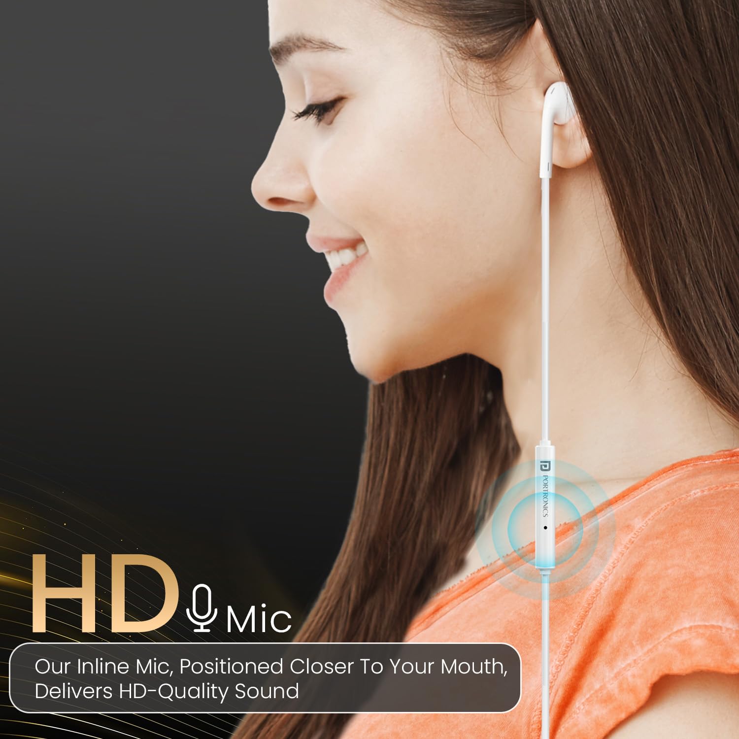 Portronics Conch Theta A in Ear 3.5mm Wired Earphones with In Line HD Mic, Powerful Audio, 14.2mm Dynamic Driver, Unique Earbuds Design, TPE Anti Tangle Wire,In line Controls,Wide Compatibility(White) image 2