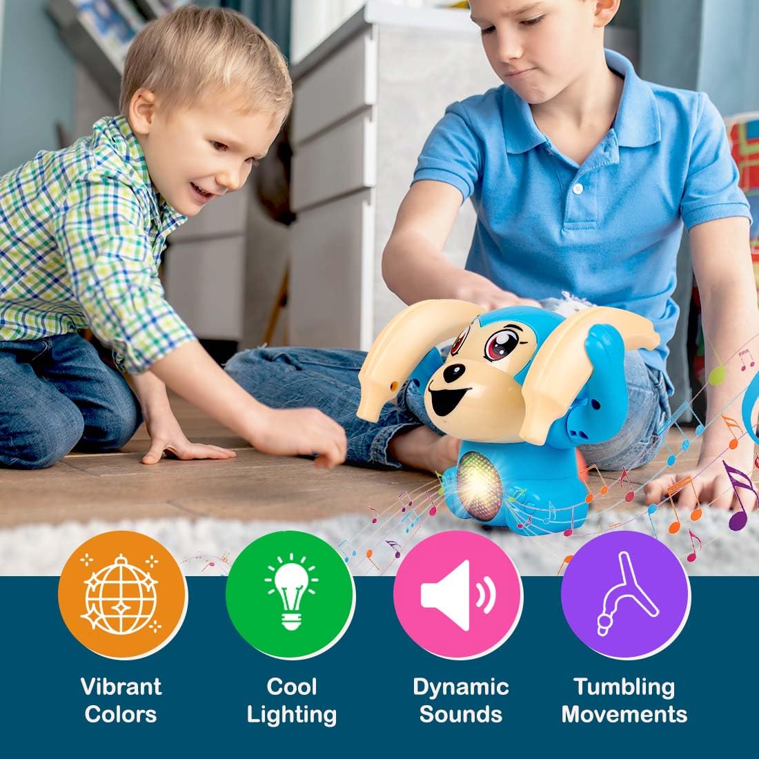 Gooyo GY-2029 Voice Control Banana Dancing Monkey Toy | Spinning, Rolling and Tumbling Toy for Kids with Bright LED Lights & Sound Effects | Blue | 3xAAA Battery (Not Included) image 4
