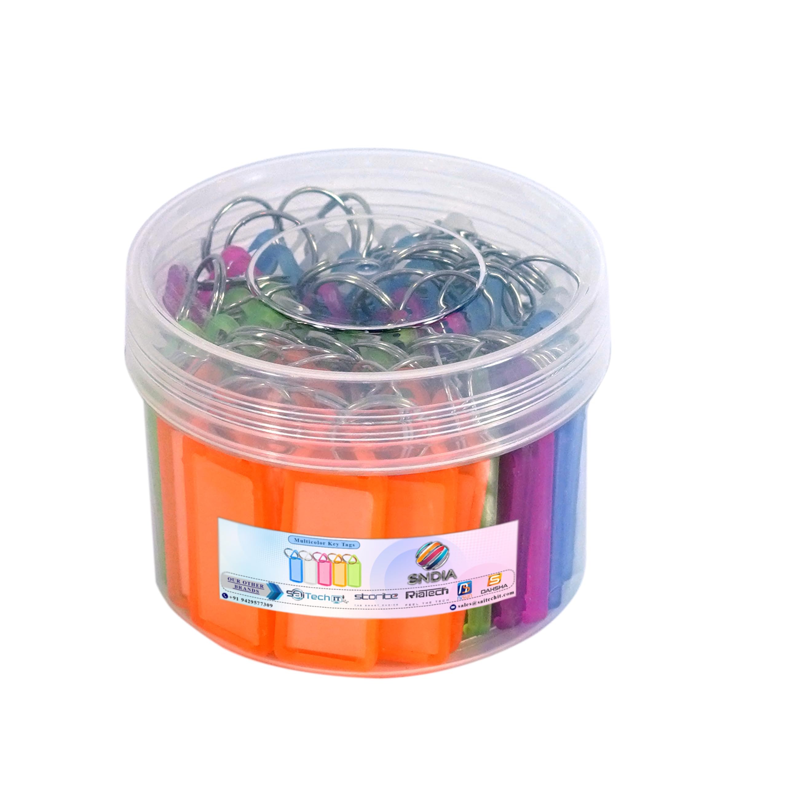 SNDIA 50 Pcs Key Tag Multicolor Keyring & Keychain With Name Tag Labels Assorted Keychain With Two Side Id Label And Split Ring For Office, Home Key -Plastic