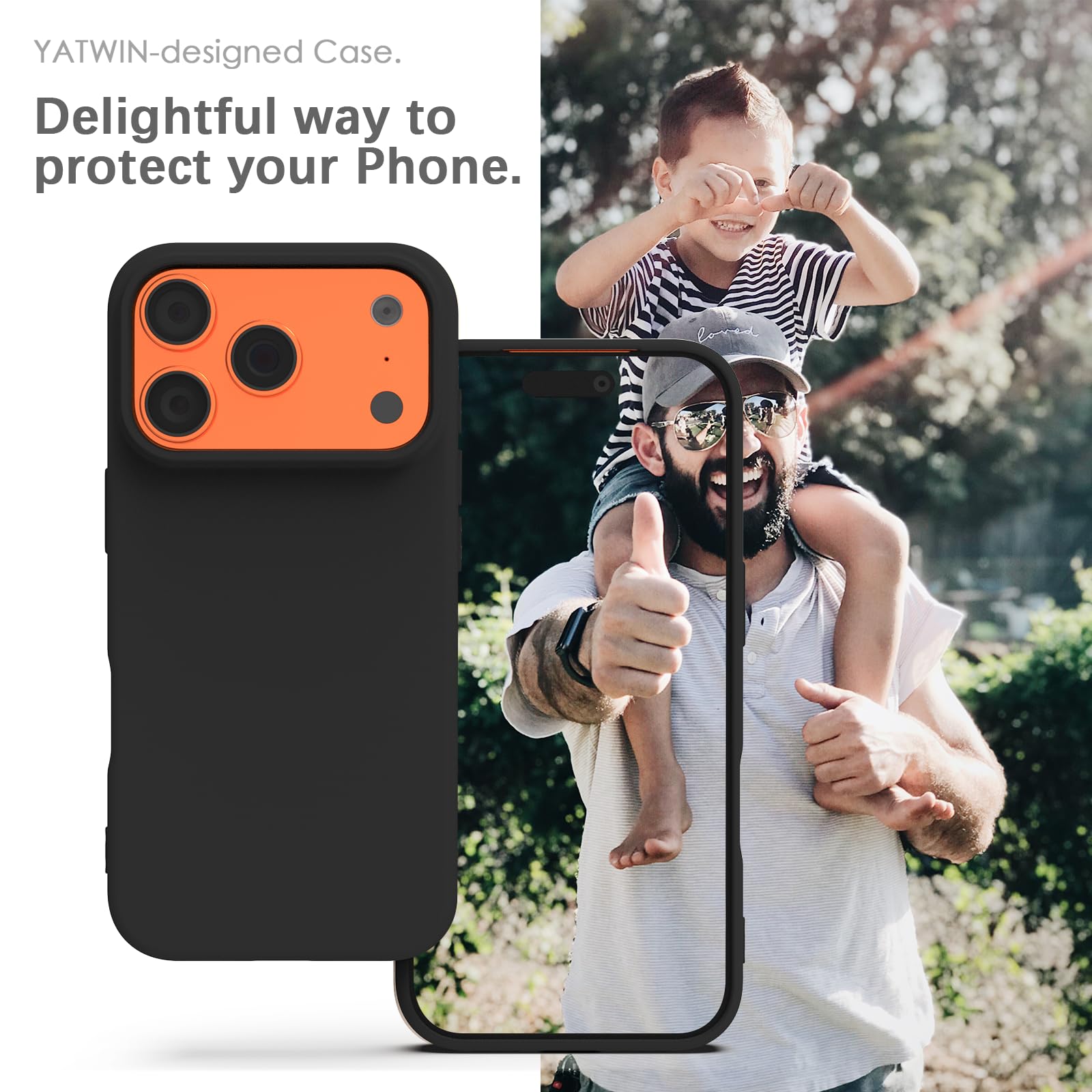 YATWIN Silicone Case for iPhone 17 Pro, Soft-Touch, Shockproof, DustProof, Antiskid Phone Cover for Apple iPhone 17 Pro - Black image 2