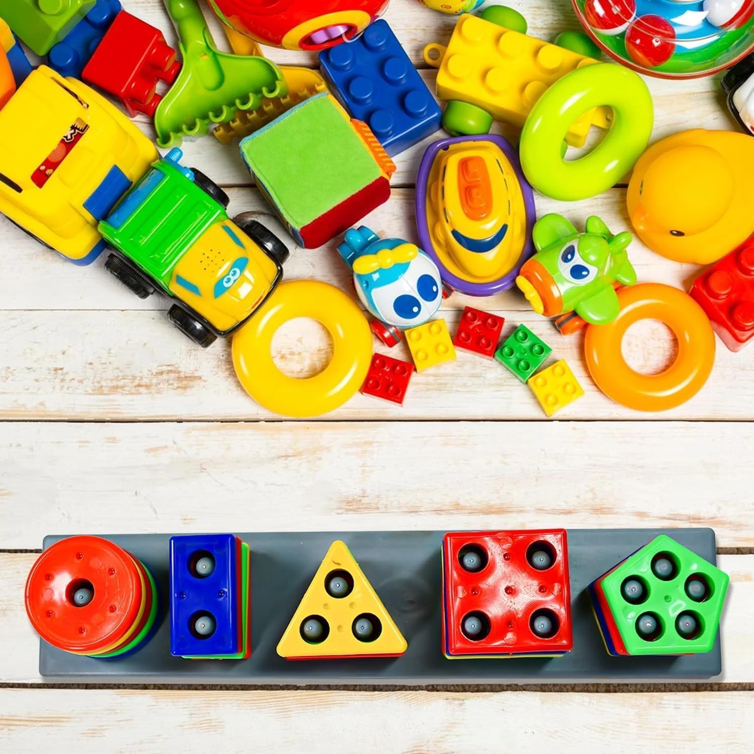 Novo Baby Smart Activity Fun&Learning Blocks Geometrics, Educational & Learning Sorter Toys, Color Choose Stacking Game for Kids Baby, 1 2 3+ Year Activity Toys (Geometric Block) image 5
