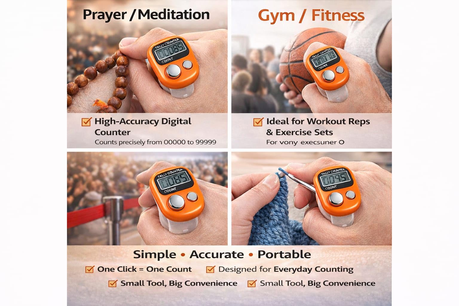 Multiuse Finger Counter – Portable Digital Hand Jaap Counter, Chanting & Mantra Jap Counting Machine, Mini Mala Electronic Tally Counter Ring - Pack of 1 image 2