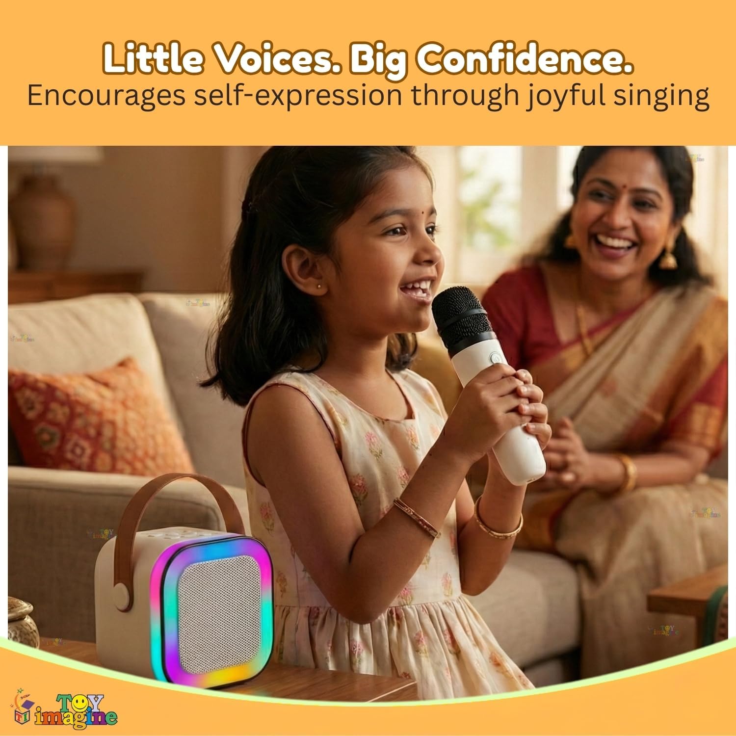 Toy Imagine Rechargeable Karaoke Mic with Speaker | Wireless Mini Portable Bluetooth Mic with RGB LED Lights | Singing Musical Toy & Birthday Gift for Kids, Boys, Girls & Adults image 3