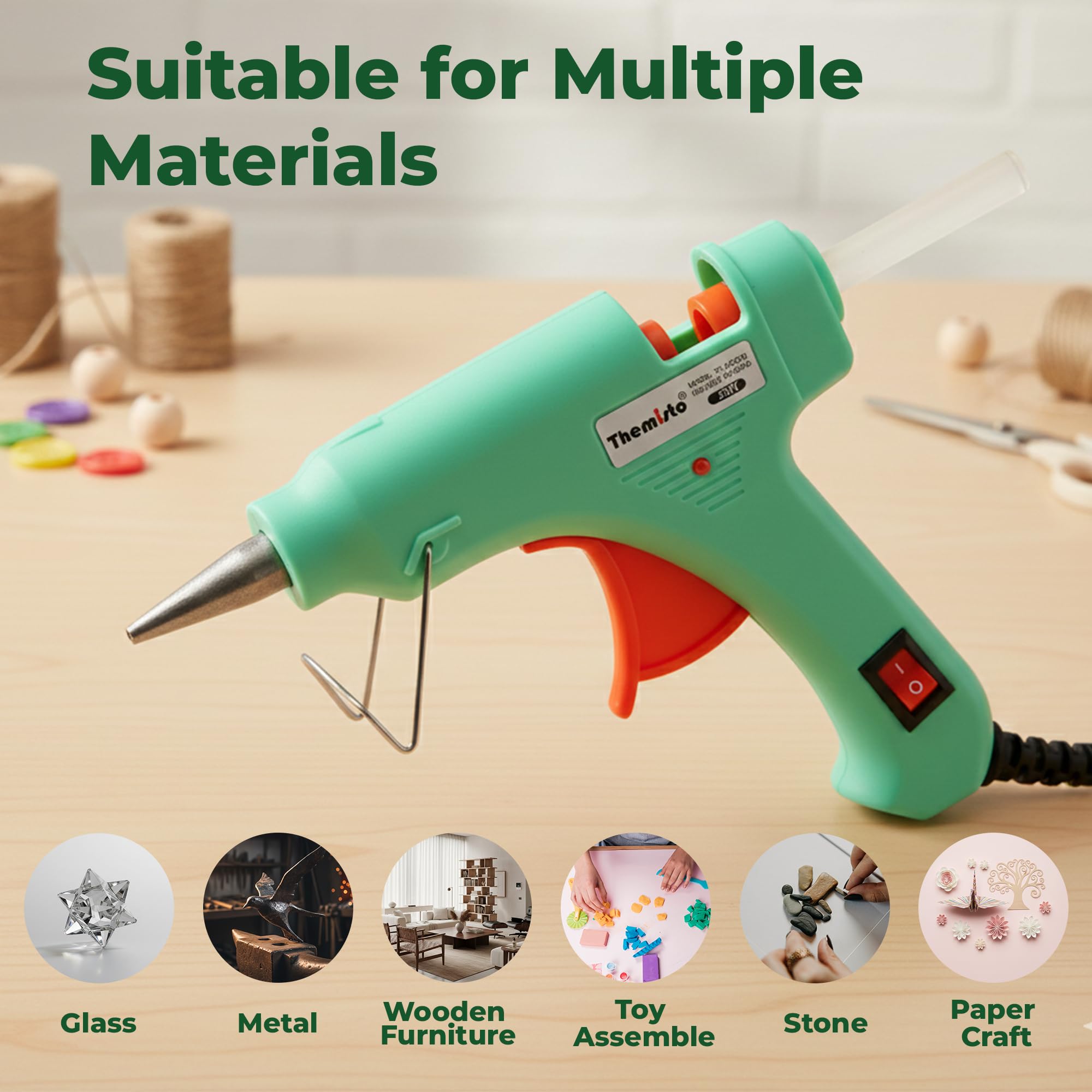 THEMISTO 20 Watt Mini Hot Melt Glue Gun with 10 Glue Sticks for DIY Art and Crafts… image 5