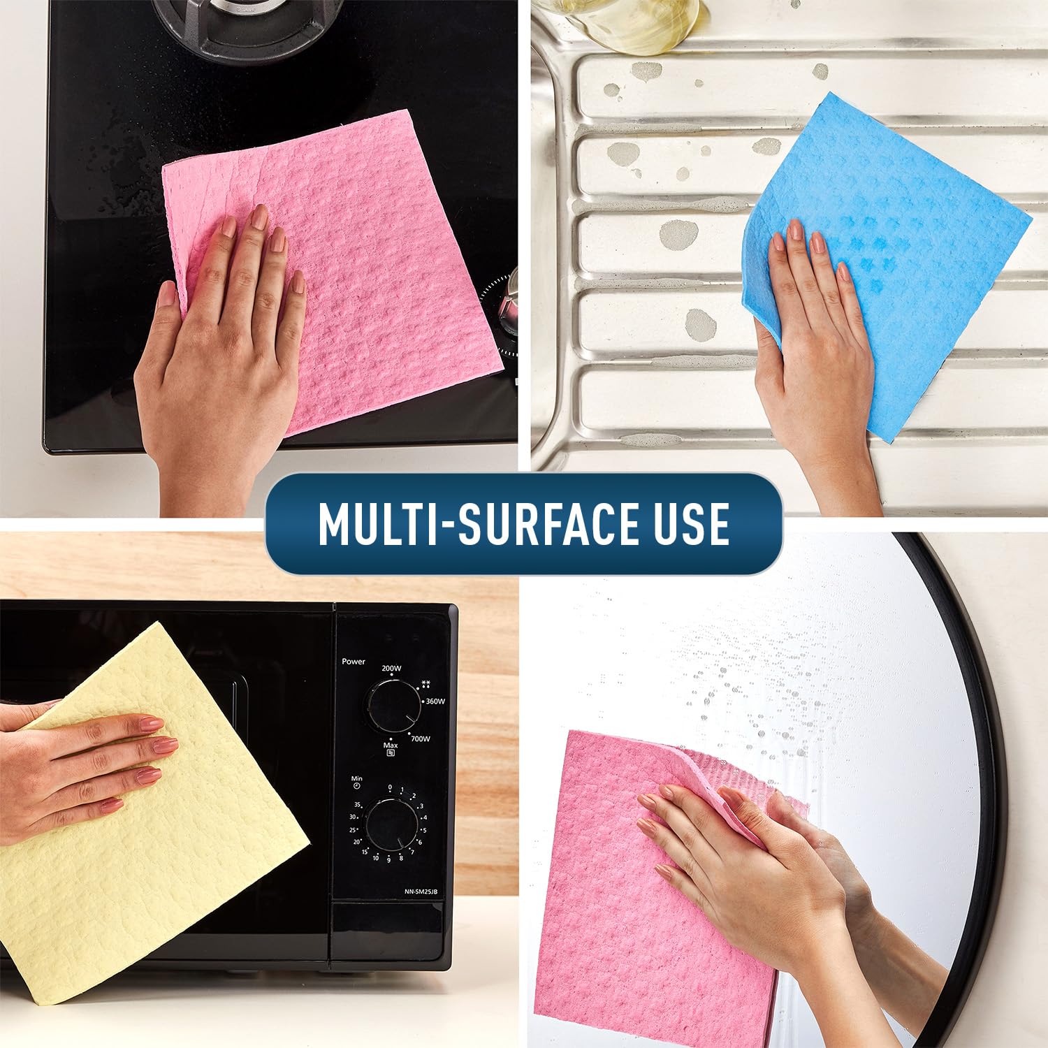 Amazon Brand - Presto! Premium Multi-Purpose Sponge Wipes | Assorted | 5 Count |(5 x Pack of 1) image 5