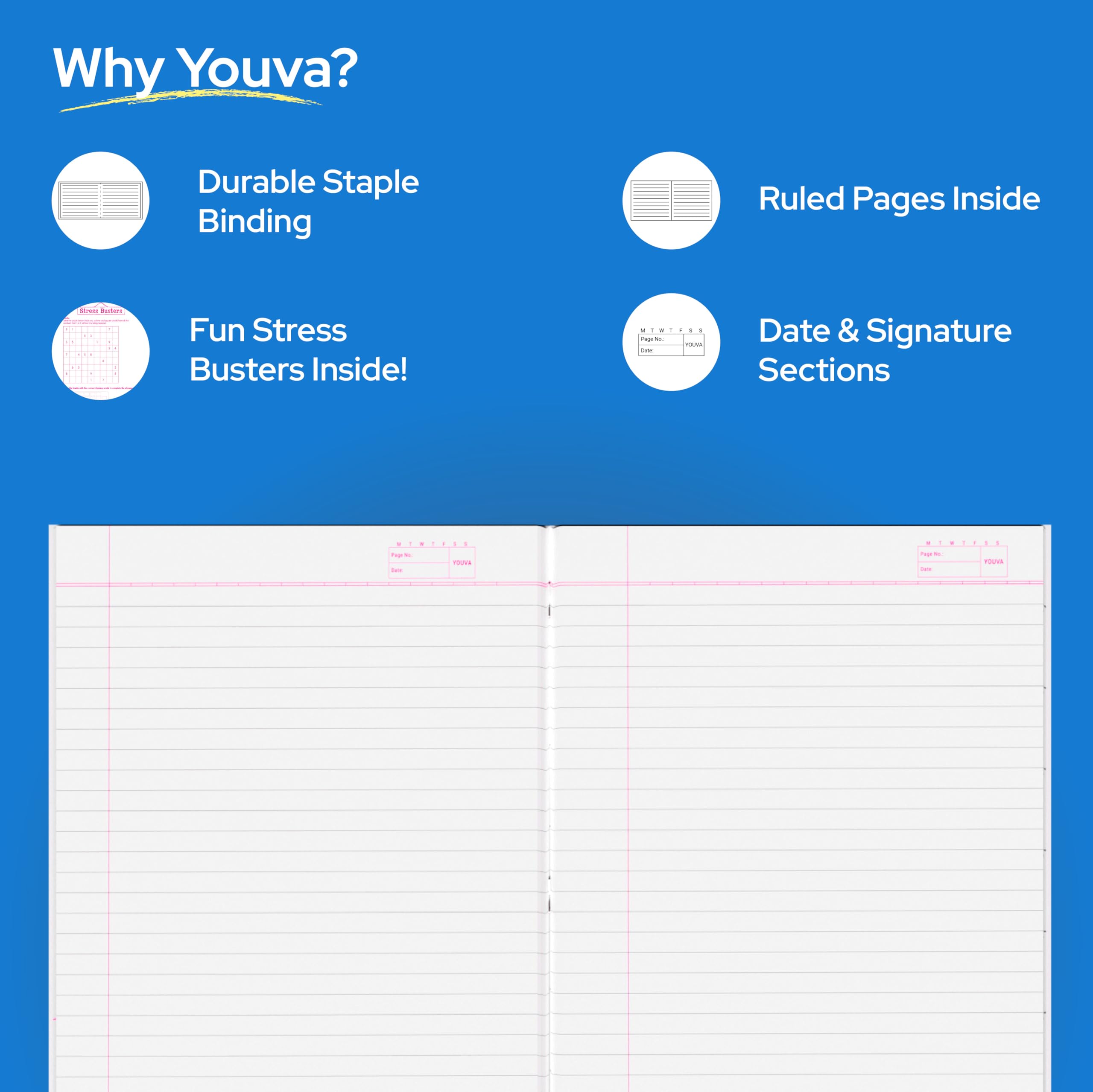 YOUVA Navneet Soft Bound Long Book/Soft cover Notebook for Students | Single Line | 172 Pages | Pack of 6 | Regular Size 17 cm x 27 cm image 4