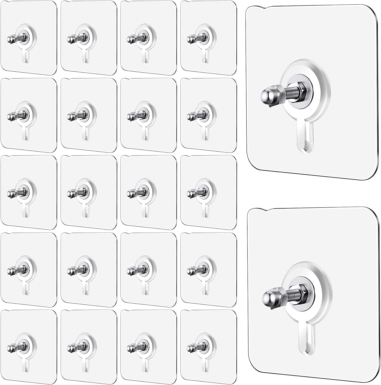 JIALTO Wall Hooks for Hanging Strong, Adhesive Hooks for Wall Heavy Duty, Wall hangings, Kitchen Accessories Items, Sticky Photo Frame Hangers (Pack of 20, Nail Hook)