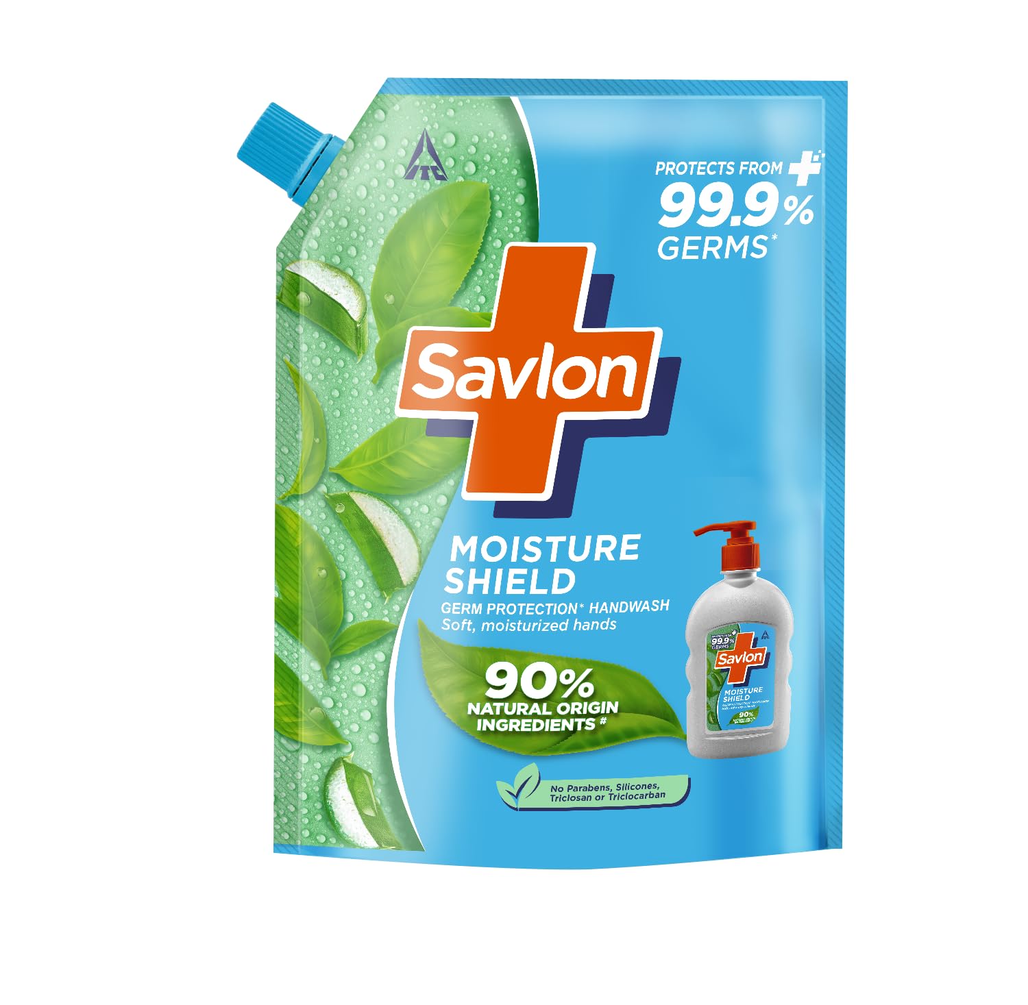 ITC Savlon Moisture Shield Germ Protection Liquid Handwash Refill Pack 1.3L | 99.9% Germ Protection | 90% Natural Origin Ingredients | Family Size Refill Hand wash | Value Pack
