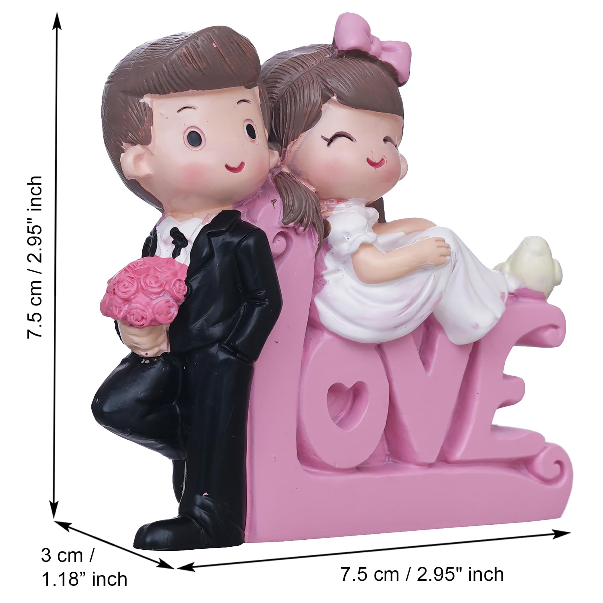 eCraftIndia Valentine Gift for Girlfriend Boyfriend | Love Cute Couple Statue Decorative Showpiece (Resin) Valentine Day Gift for Husband Wife Her Him Valentines Day Decoration Items image 4