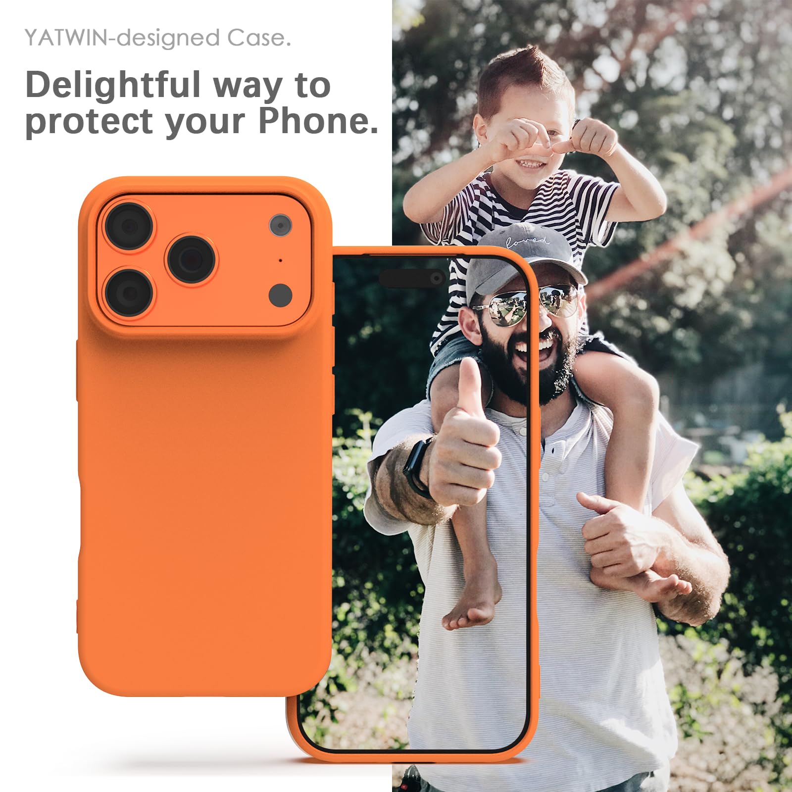 YATWIN Silicone Case for iPhone 17 Pro Max, Soft-Touch, Shockproof, DustProof, Antiskid Phone Cover for Apple iPhone 17 Pro Max - Orange image 2