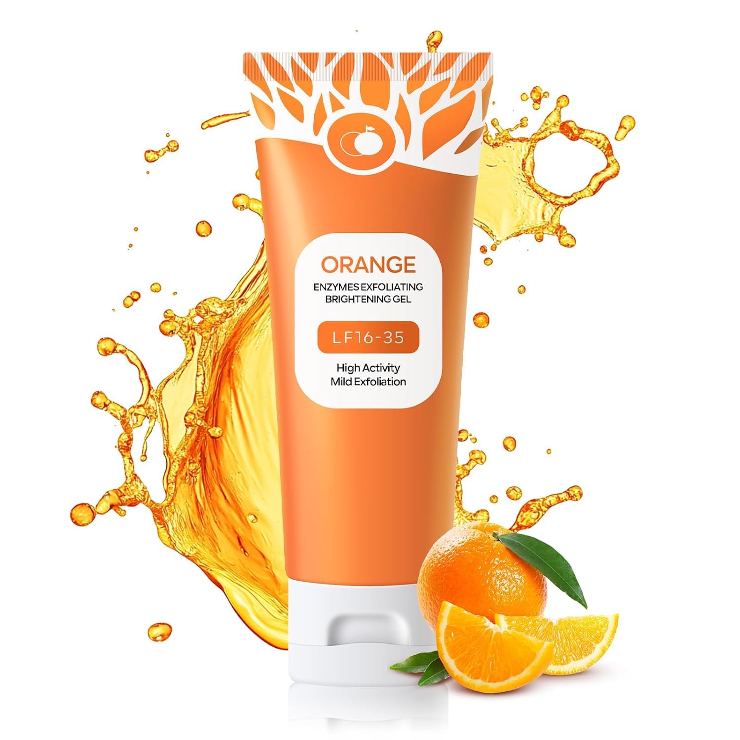 Orange Exfoliating Gel for Face & Body - Deep Cleansing Moisturizing Scrub with Enzymes, ExfoliatorOrganicFacial Formula to Remove Blackheads & Smooth Skin, Suitable for All Skin Types
