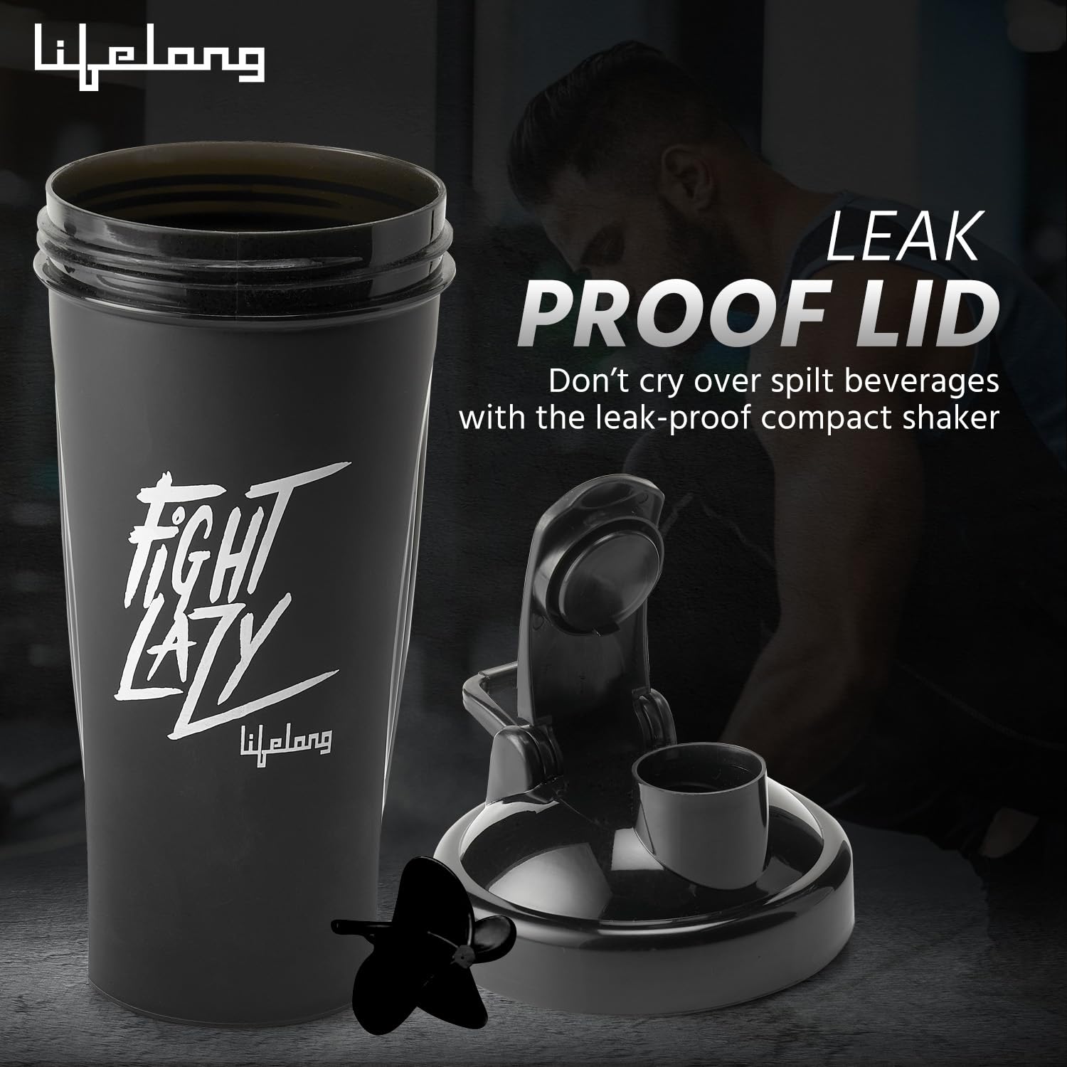 Lifelong Protein Shaker|100% Leakproof Stylish Protein Shaker Bottle|Sipper Bottle|Gym Bottle for Protein- 700ml (LLSHB04, Black) |Plastic image 5