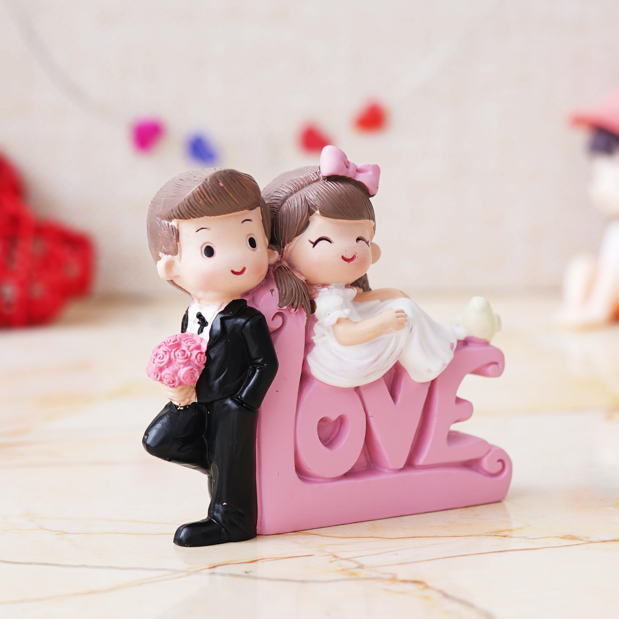 eCraftIndia Valentine Gift for Girlfriend Boyfriend | Love Cute Couple Statue Decorative Showpiece (Resin) Valentine Day Gift for Husband Wife Her Him Valentines Day Decoration Items image 2