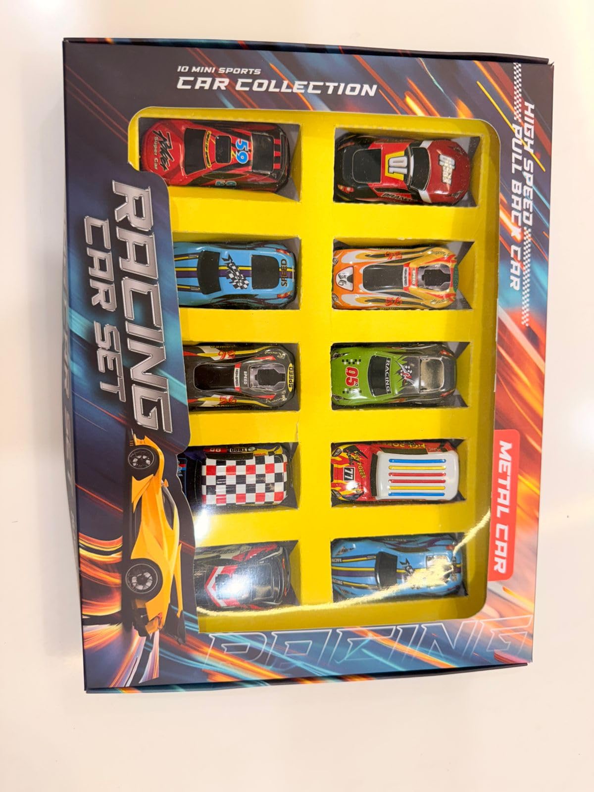 Cable World Set of 10 Mini Racing Metal Die Cast Car Set | Khilona Metal Car for Kids | Pull Back Vehicles | Best Birthday Gift, Return Gift, Diwali Gift for Boys and Girls (Multi Color & Design) image 2