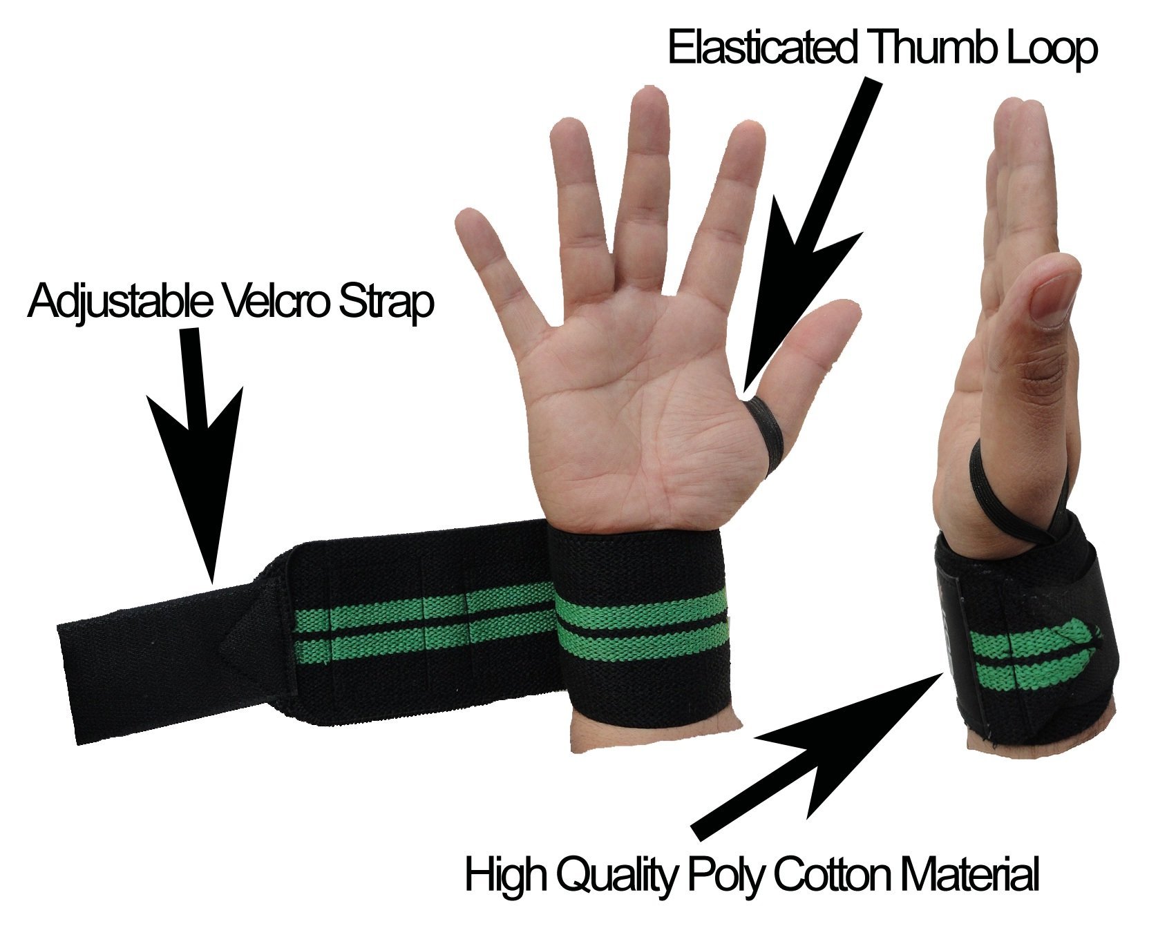 Kobo Camouflage Grey Wrist Wraps with Thumb Loop - Professional Wrist Support Braces for Men & Women - Weight Lifting Cross Fitnesspowerliftingstrength Training image 4