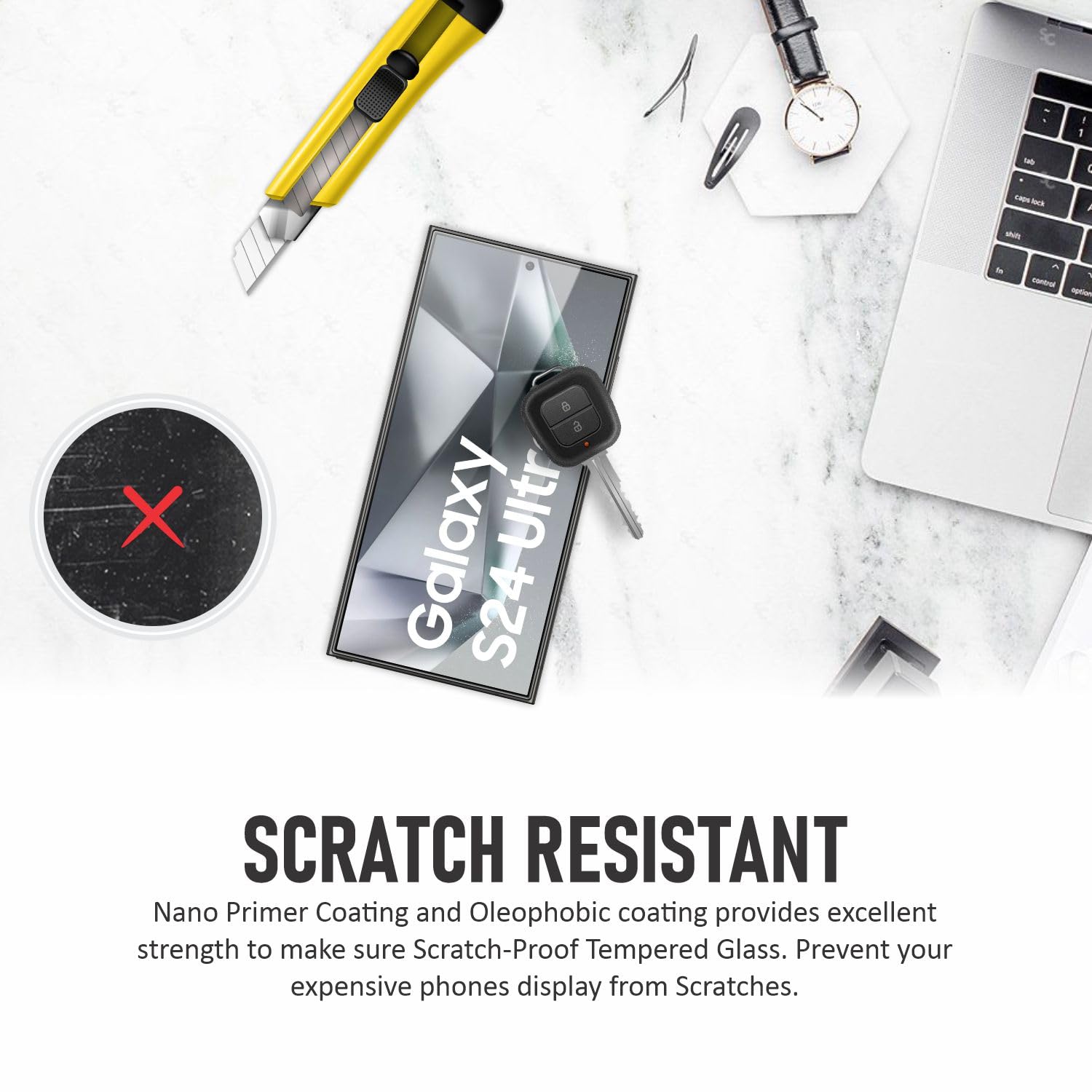 SupCares Tempered Glass for Samsung Galaxy S24 Ultra (6.8 Inch) With Installation Kit | Military-Grade Gorilla Screen Protector | Edge to Edge Coverage | Black image 4