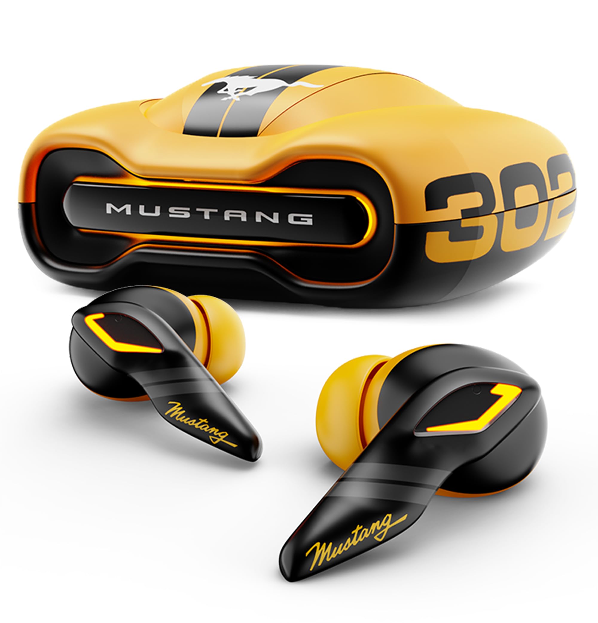 GOBOULT x Mustang Torq Wireless in Ear Earbuds with 60H Playtime, App Support, Quad Mic ENC, 45ms Low Latency, 13mm Driver, Breathing LEDs, Made in India Ear Buds Wireless (Yellow)