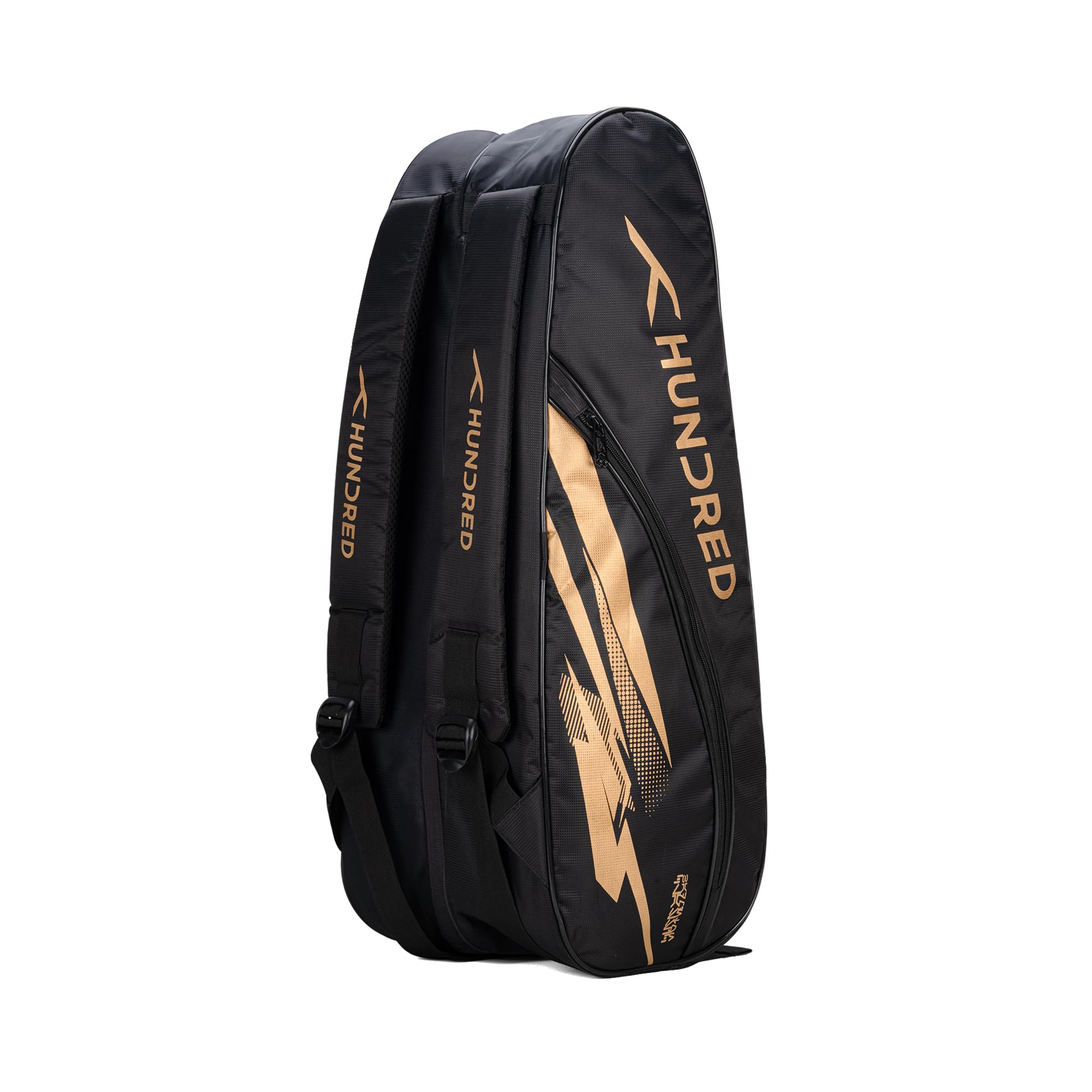 Hundred Cosmogear Badminton Kit-Bag (Black)|Double Zipper|Bag with Front Zipper Pocket, Polyester