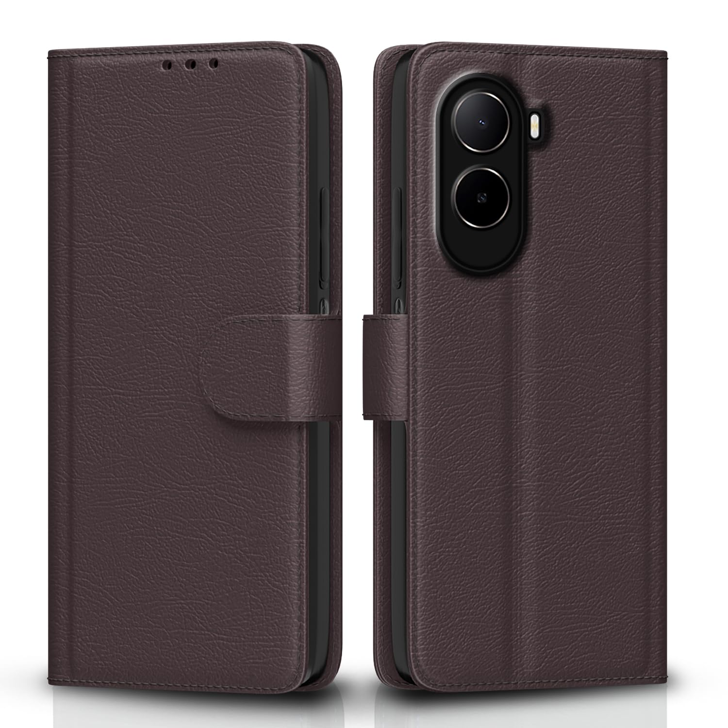 Pikkme Flip Cover for Mi Redmi A7 Pro/Poco C85x 5G / C81 Leather Finish | Inside TPU with Card Pockets | Wallet Stand and Shock Proof | Complete Protection Flip Case (Coffee)