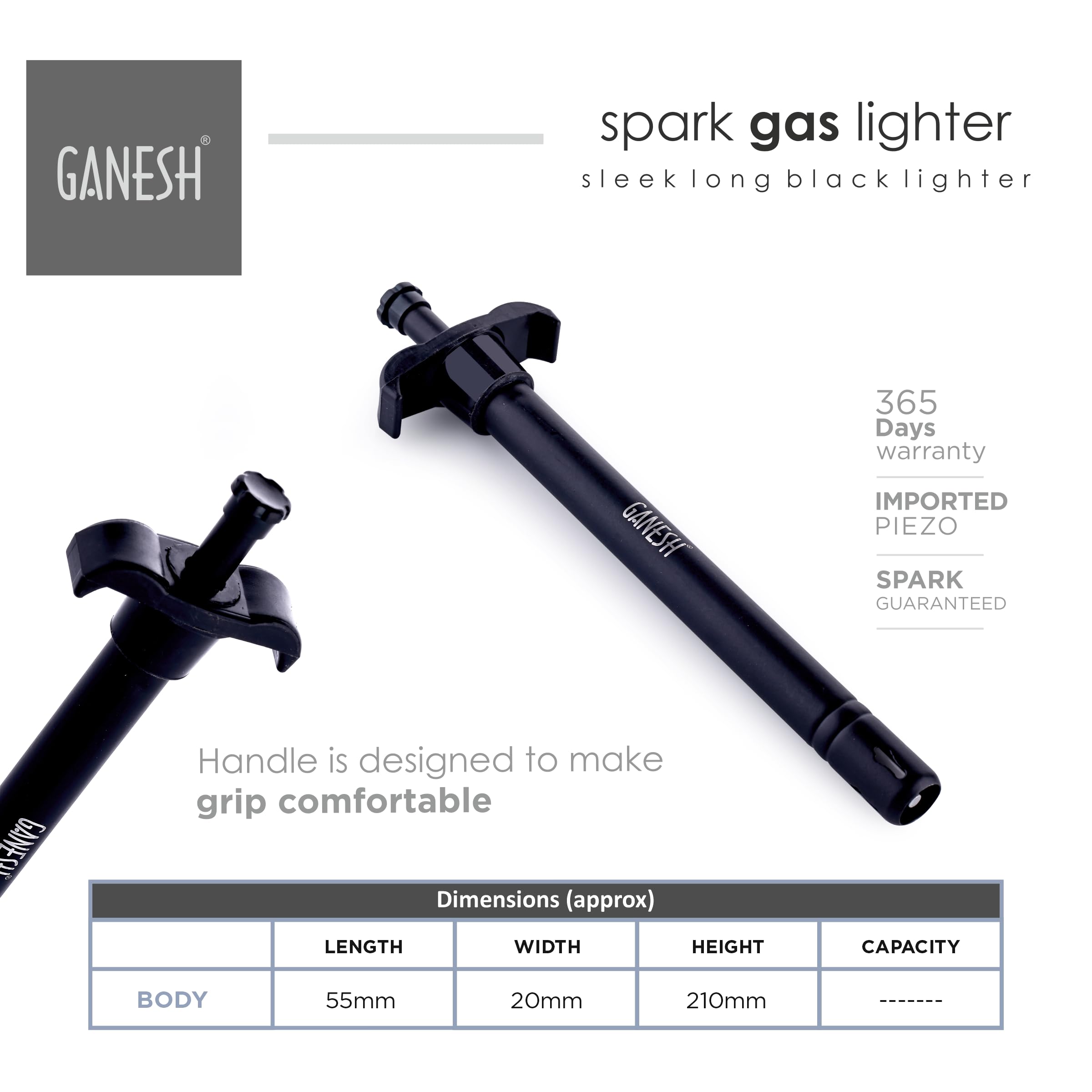 Ganesh Spark Gas Lighter for Kitchen Use Restaurants Metal Gas Stove Lighter Regular Size Easy Grip Long Lasting, Rust Proof image 4