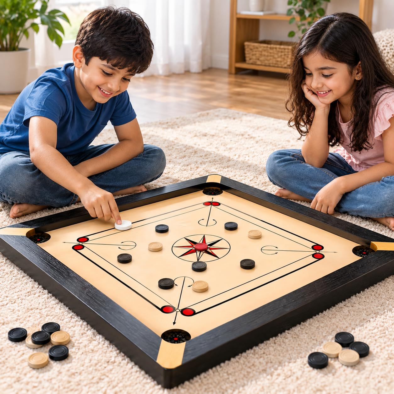 20 Inch Carrom Board for Kids & Adults | Wooden Carrom Game Board with Smooth Playing Surface | Compact Indoor Family Board Game for Home, Kids, Beginners & Leisure Play image 2