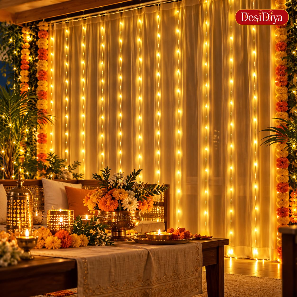 Desidiya 200 LED Waterfall Curtain String Lights 3x2m Warm White image 5