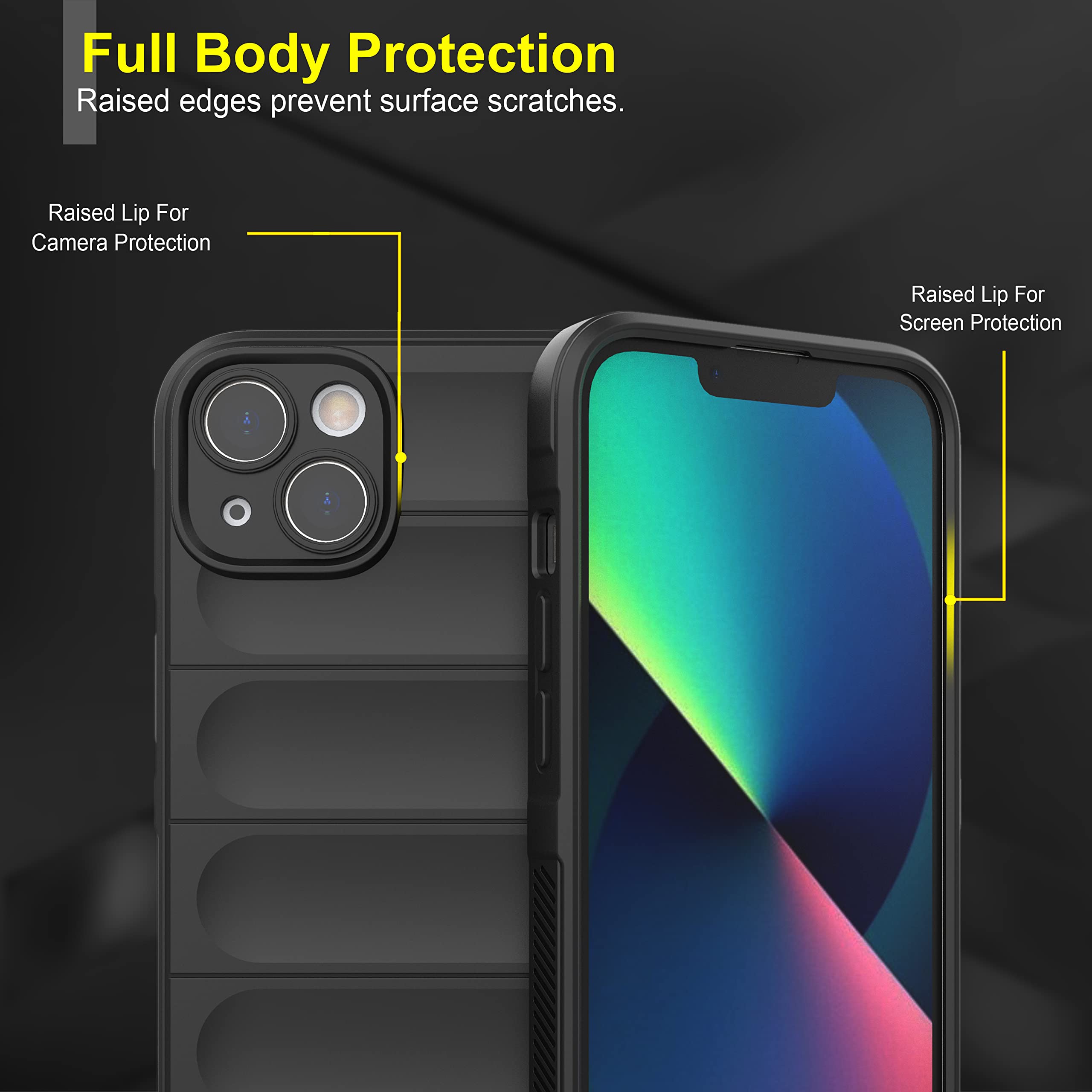 Zapcase Back Case Cover for iPhone 13 | Compatible for iPhone 13 Back Cover | Liquid Silicon Magic Case with Camera Protection | Black image 3