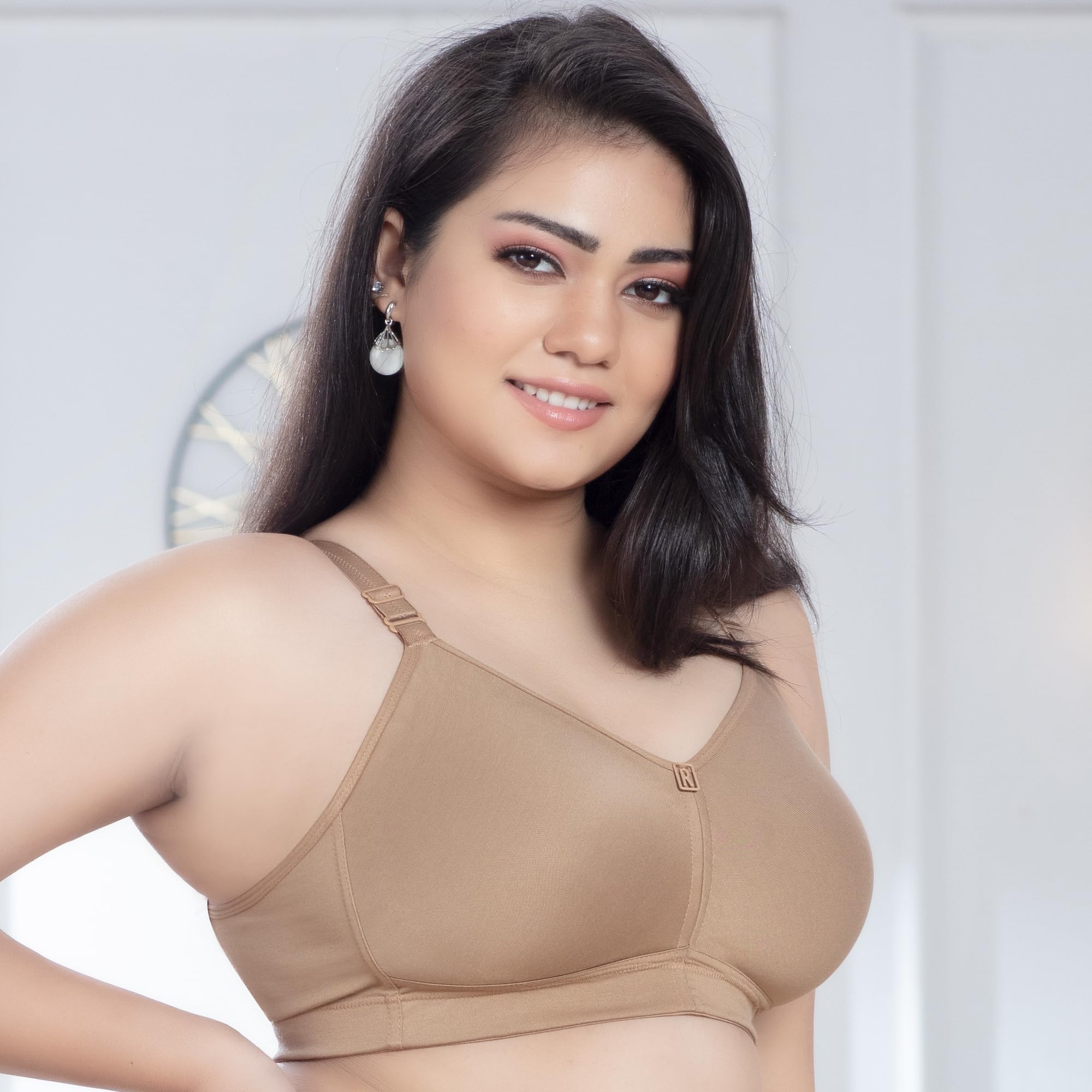 TRYLO Riza T-FIT Women's Non-Padded,Non-Wired,Full Coverage,Seamless 100% Cotton Feel Fabric Bra Available in Multicolor image 5