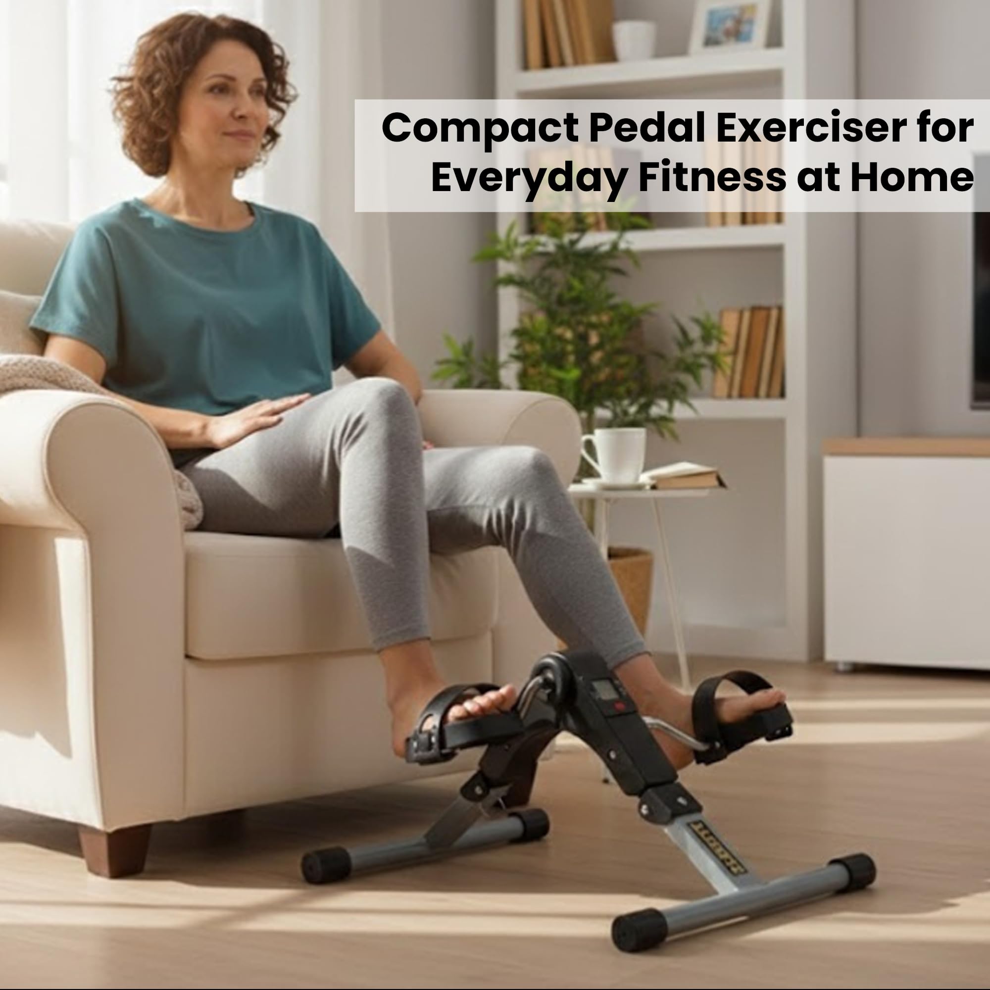 Mini Exercise Cycle for Home | Compact Indoor Pedal Exerciser | Leg Strength and Stamina Improvement | Low-Impact Fitness Equipment | Black Grey | Iron & PVC Construction image 5