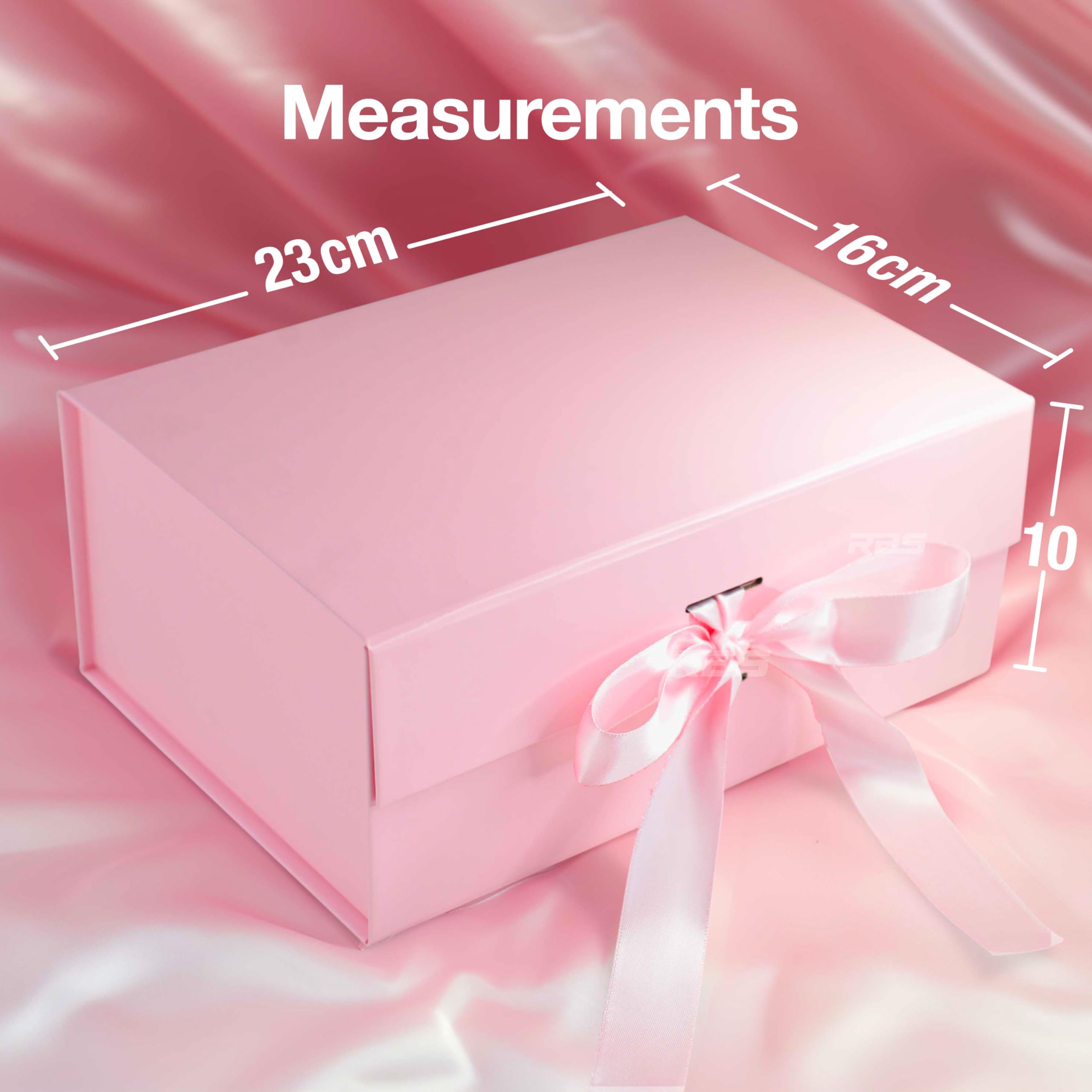 RBS® - Foldable Gift Box with Ribbon 23 x 16 x 10cm Gift Boxes for Packaging (1 Pack) Multi-Purpose Gift Boxes for Presents Reuse Gift Packing Box Decorative Hamper Box (Pink - S) image 3
