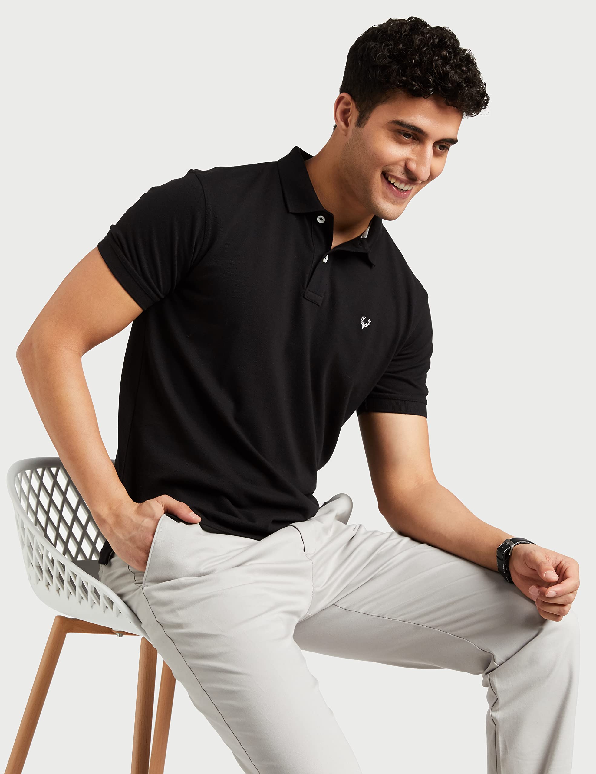 Allen Solly Men’s Polo T Shirt | Comfortable Rich Cotton Blend, Band Collar, Regular Fit | Stylish & Premium All Day Wear image 3
