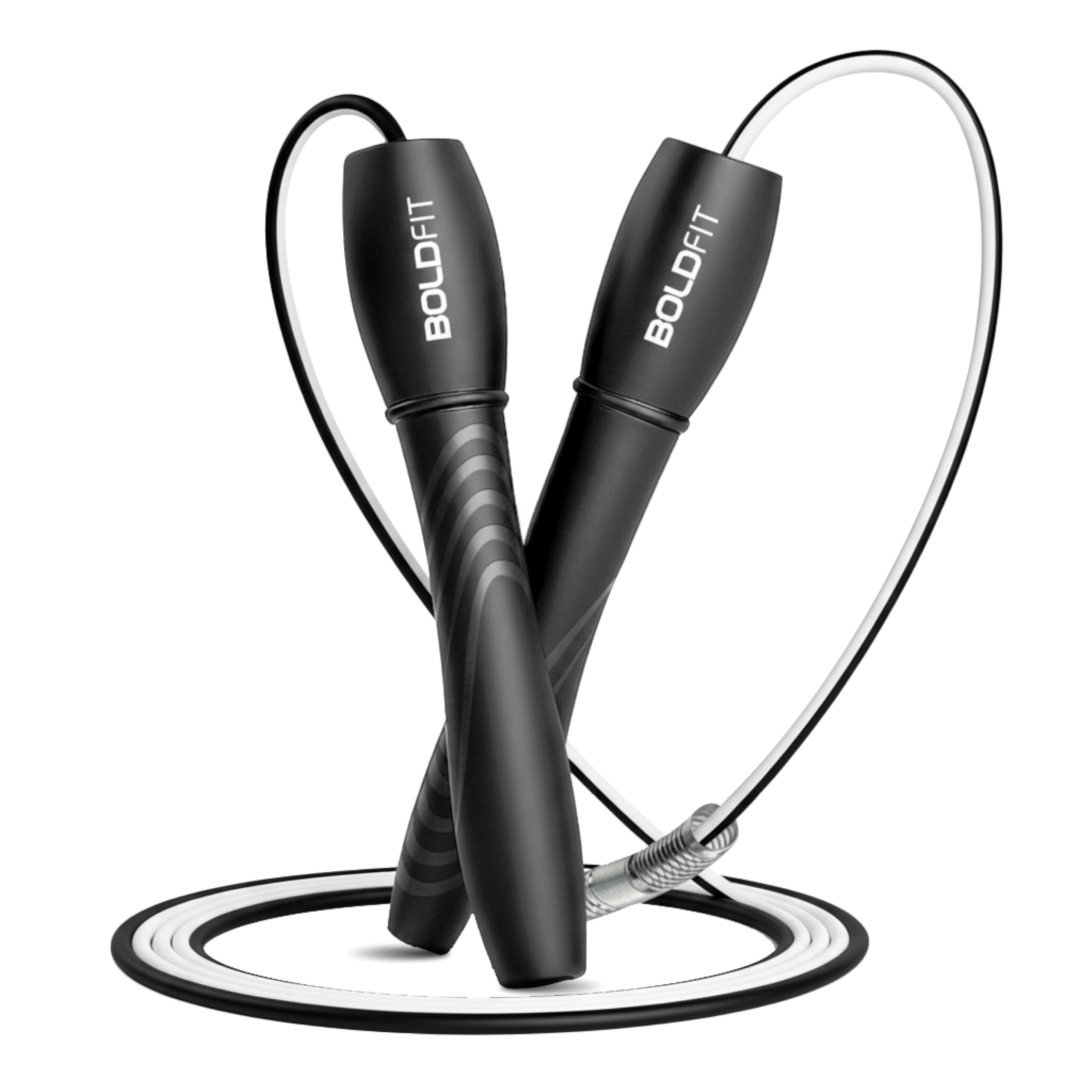 Boldfit Skipping Rope for Men and Women Jumping Rope With Adjustable Height Speed Skipping Rope for Exercise, Gym, Sports Fitness Adjustable Jump Rope Black