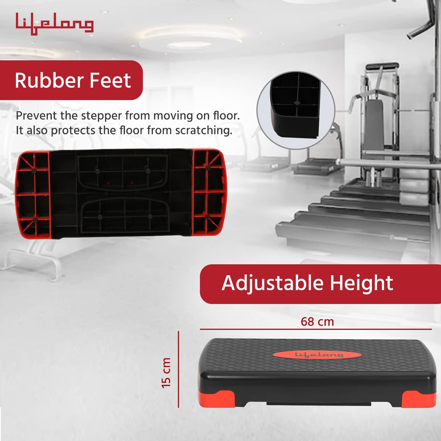 Lifelong Polypropylene Exercise Fitness Stepper for Exercise Aerobics Stepper | Max Weight 200kg image 3