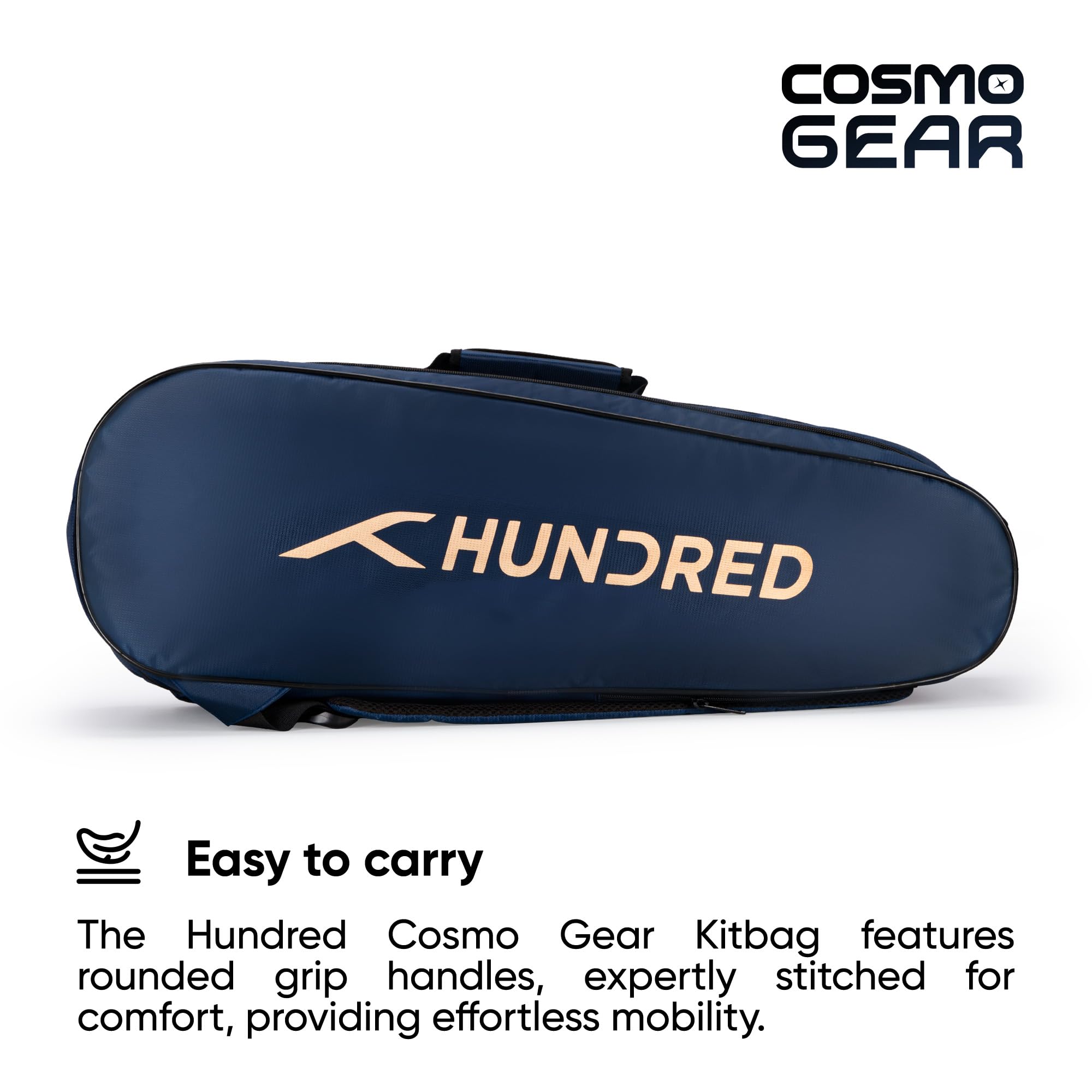Hundred Cosmogear Badminton Kit-Bag (Navy)|Double Zipper|Bag with Front Zipper Pocket Polyester image 3