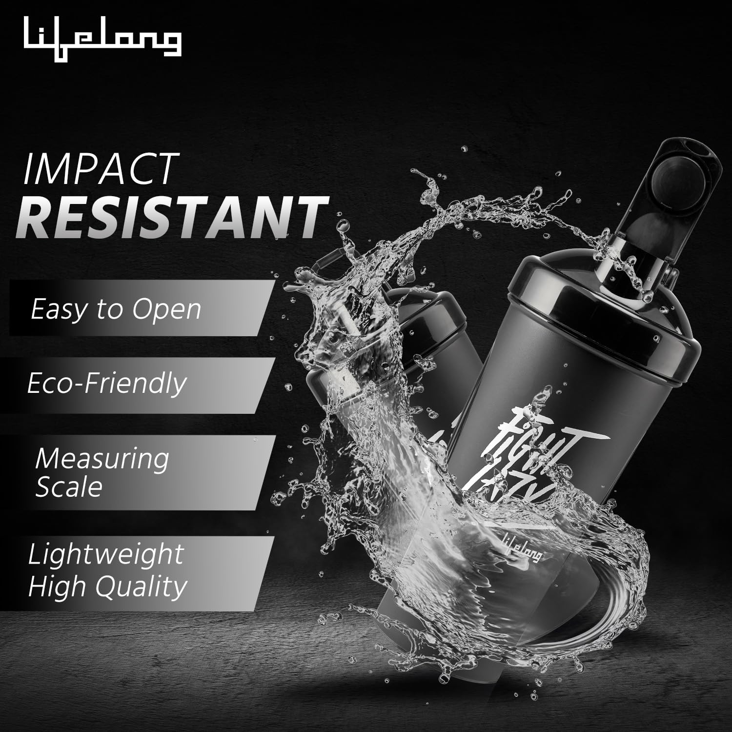 Lifelong Protein Shaker|100% Leakproof Stylish Protein Shaker Bottle|Sipper Bottle|Gym Bottle for Protein- 700ml (LLSHB04, Black) |Plastic image 4