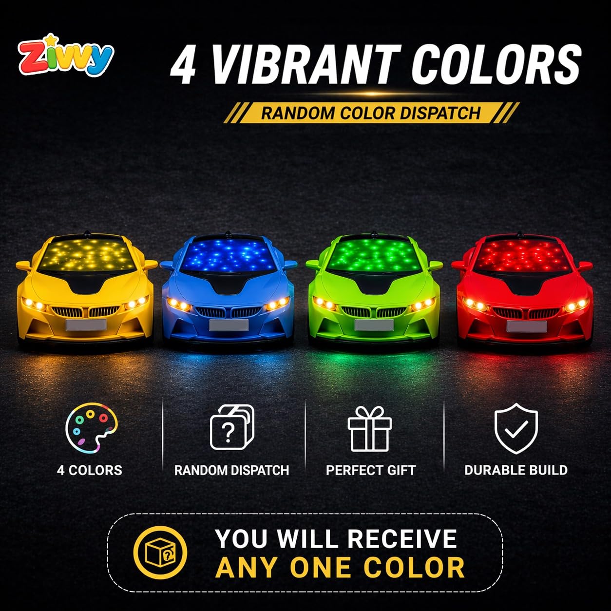 Remote Control Car Toy, RC Racing Vehicle for Children, High Speed, 3D LED Light Car, Kids Battery Car, RC for Boys & Girls Age 3+, Toys for Kids, Birthday Gift for Boys and Girls, Random Color image 2