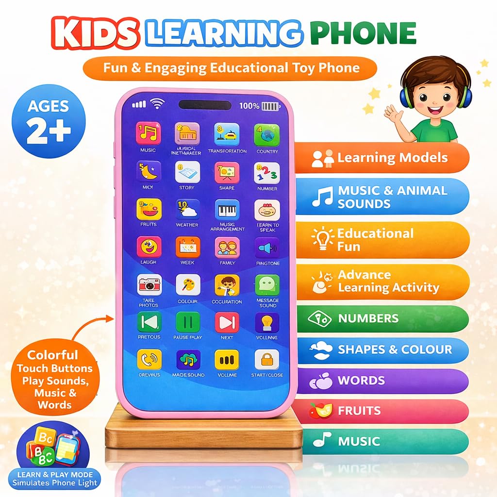 Kids Phone – Rechargeable Toy for Kids with 24 Learning Modes | Talking Dummy Mobile for Boys & Girls Age 2–12 | Educational Mobile Phone Toy with, Music & Games image 2