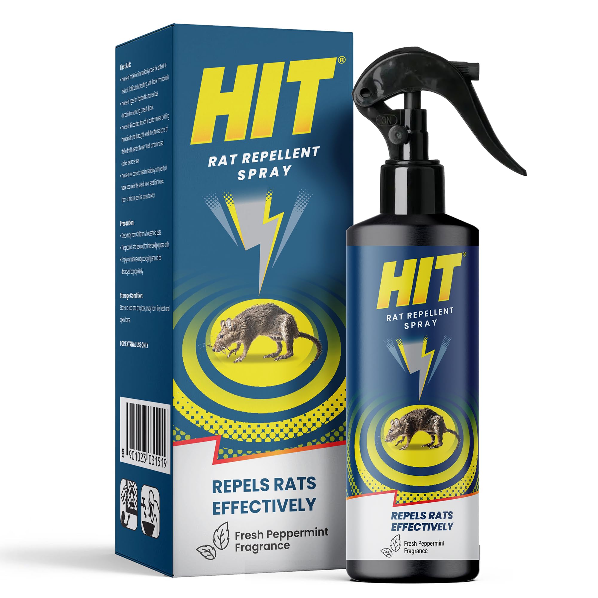 HIT Rat Repellent Spray (200 ml) for Cars & Bikes | No Mask Required | No Trapping | No Poisoning | No Killing | Unique Blend of Natural Active Ingredients | Pleasant Peppermint Smell