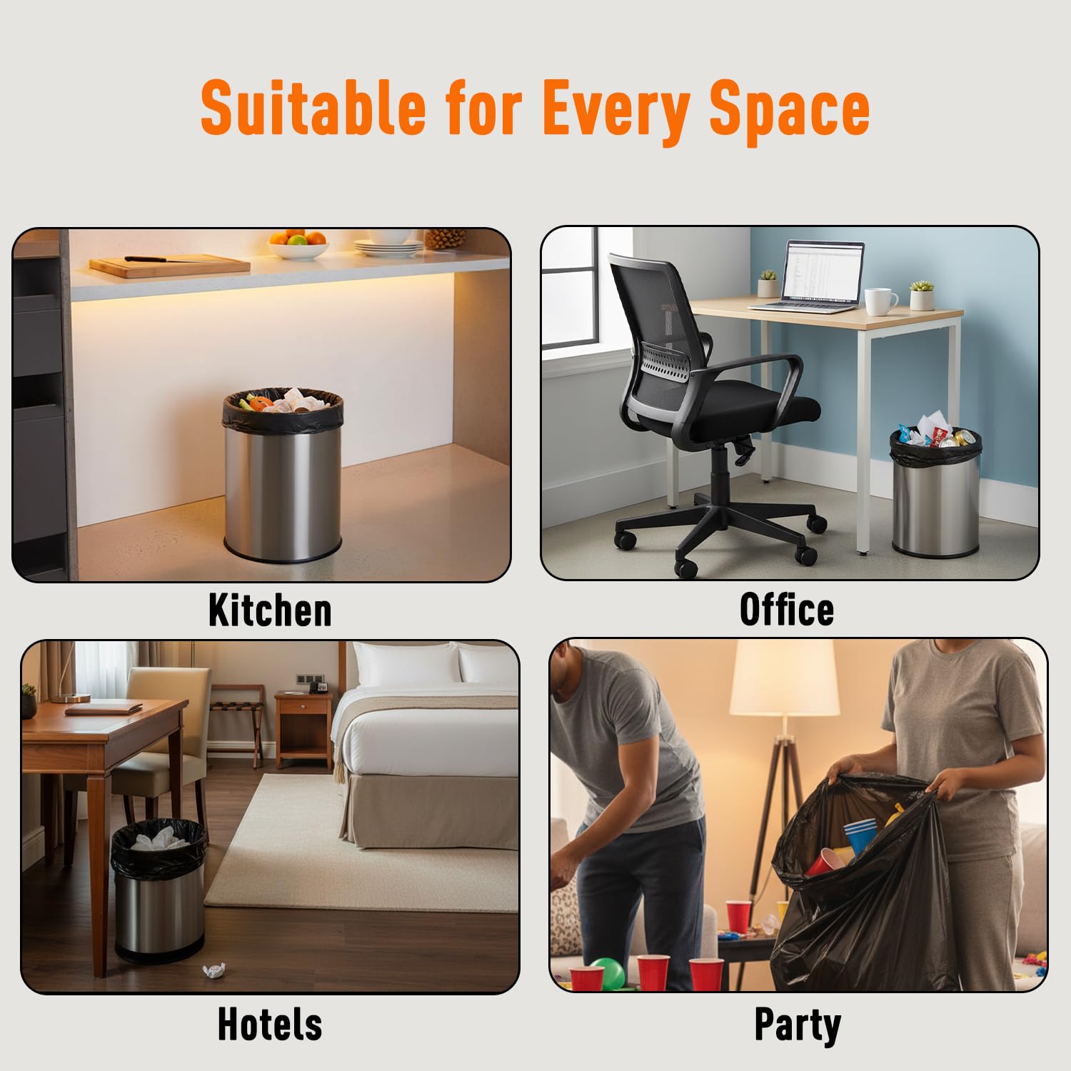 Amazon Brand - Presto! Garbage Bags | Medium | 180 Count | 30 Bags X 6 Rolls | 19 X 21 Inches | For Dry & Wet Waste | Black image 4