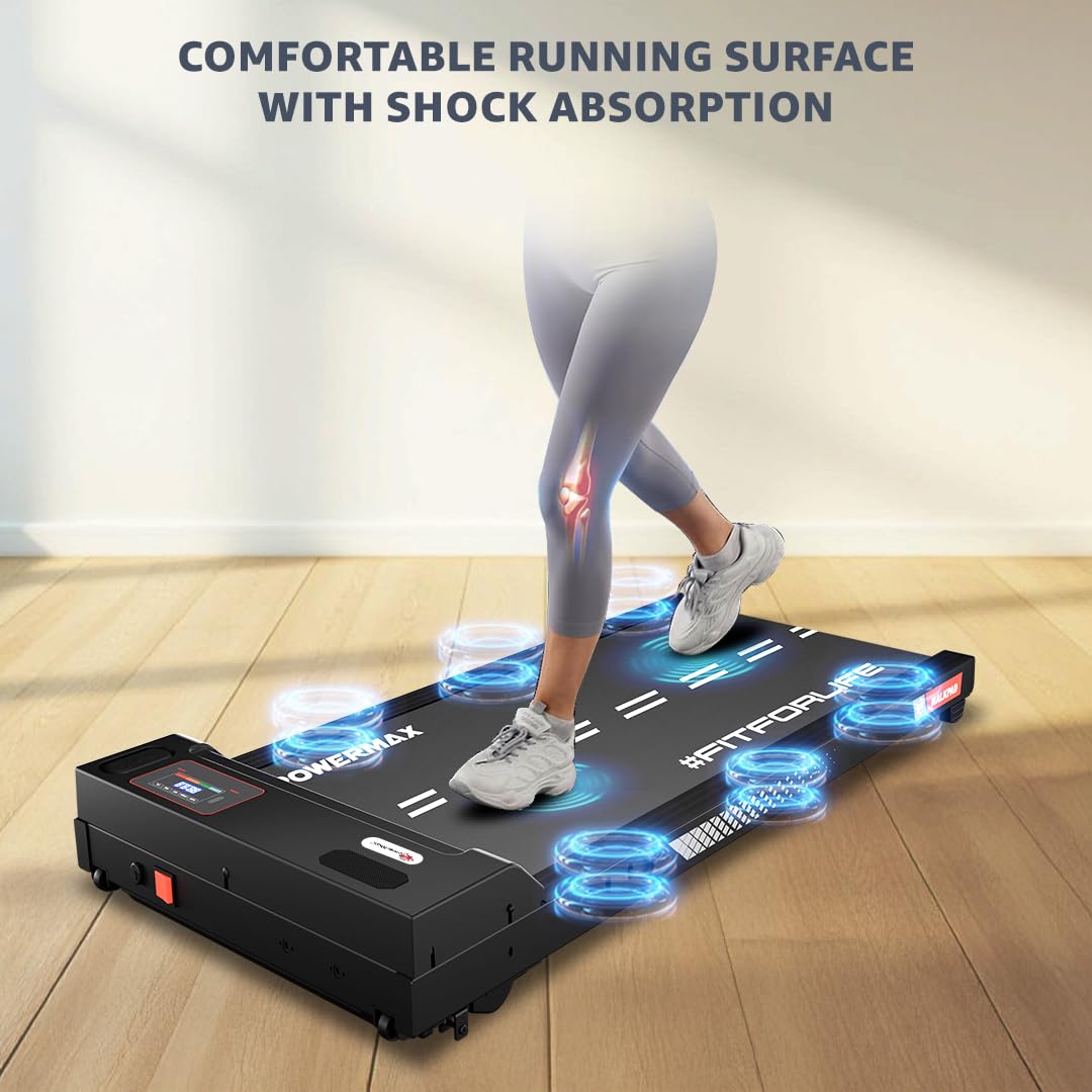 PowerMax Fitness Walkpad 3HP Compact Motorized Treadmill for Home-Office Use with Remote Control, Walking Pad for Max User 110Kg,Top Speed 10Km/H,1000X400Mm Running Deck,LED Display,iPad Holder,Black image 5