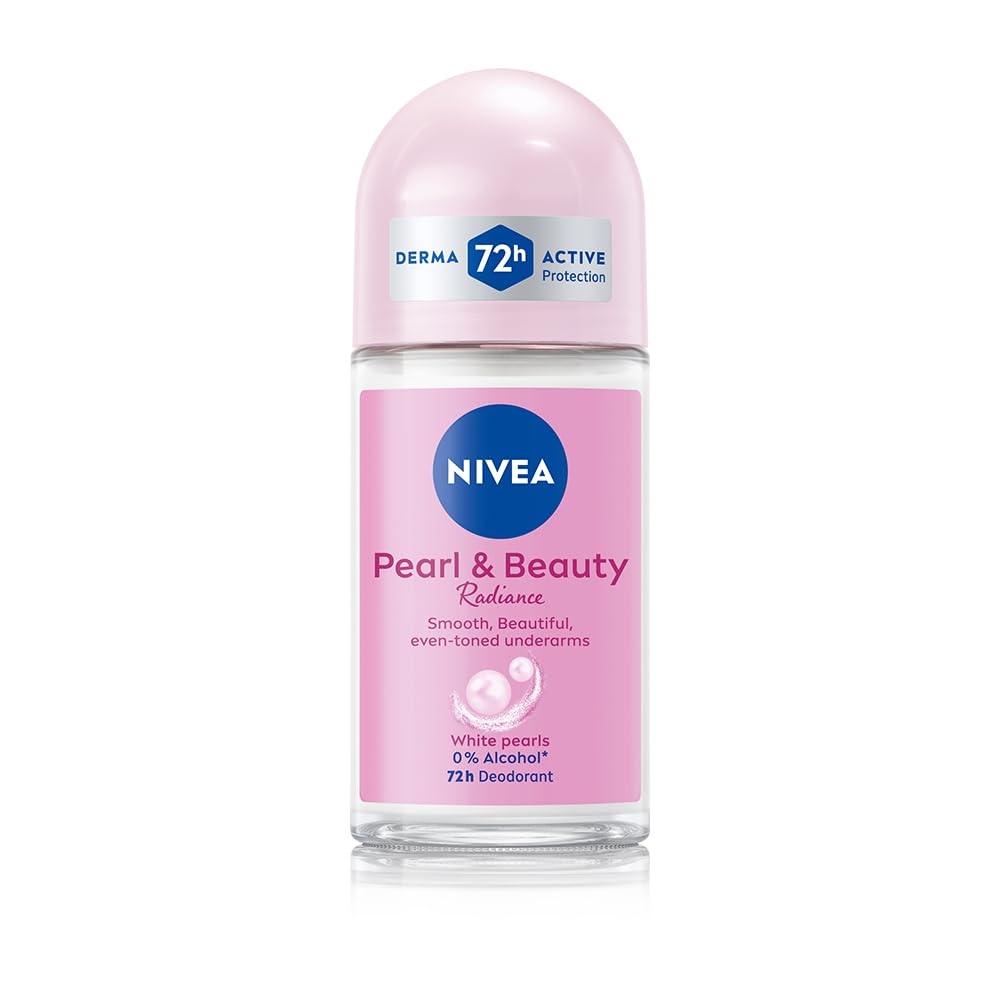 NIVEA Women Pearl & Beauty Radiance Deodorant Roll On | Underarm Deodorant with Pearl Extract & Avocado Oil for Smooth, Beautiful & Even-Toned Underarms | 72H Odour Protection, 0% Alcohol, 50 ml