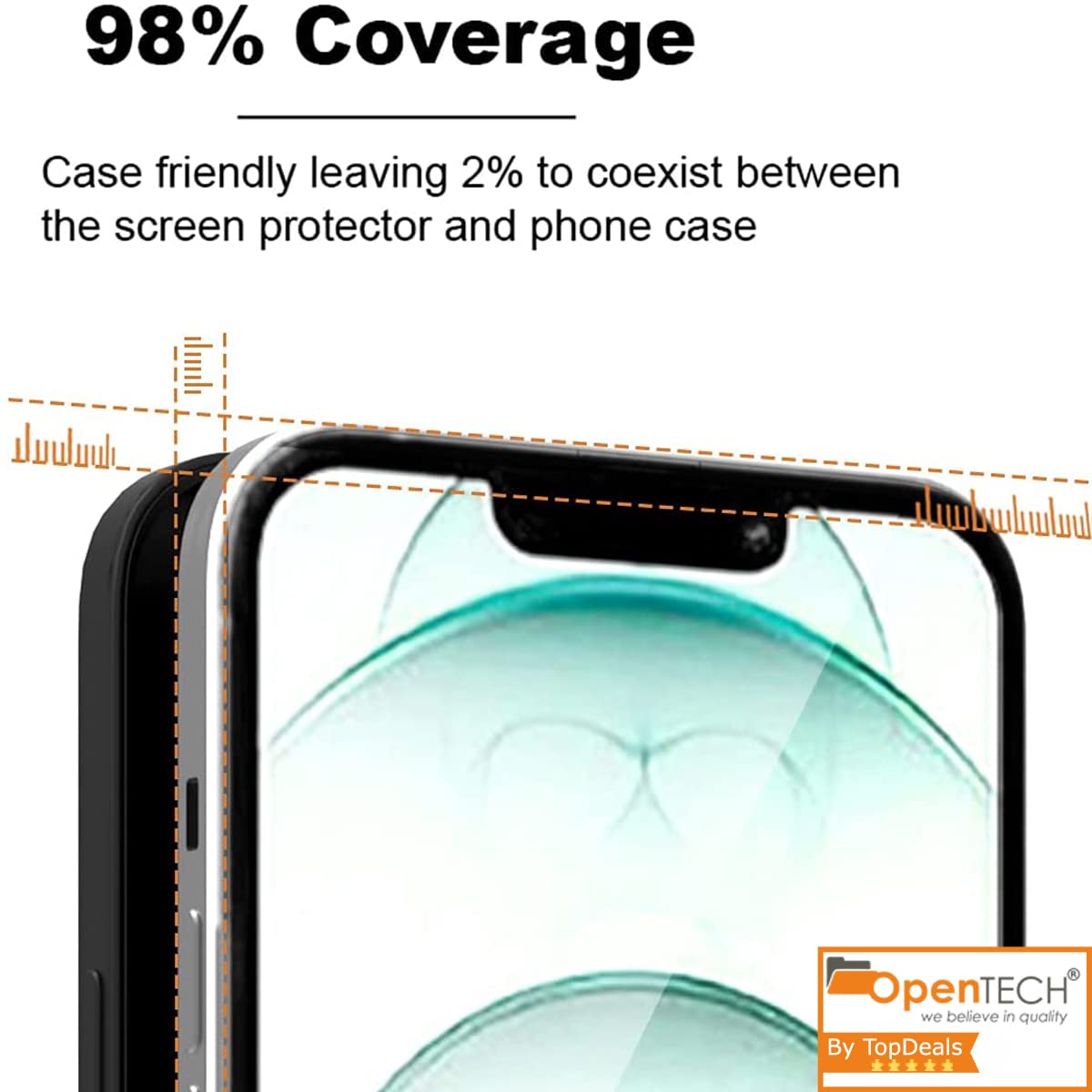 OpenTech® Military-Grade Premium Tempered Glass Screen Protector for iPhone 13/13 Pro / 14 / 16e / 17e with Edge to Edge Coverage - Case Friendly, Anti-scratch and Bubble free installation kit image 4