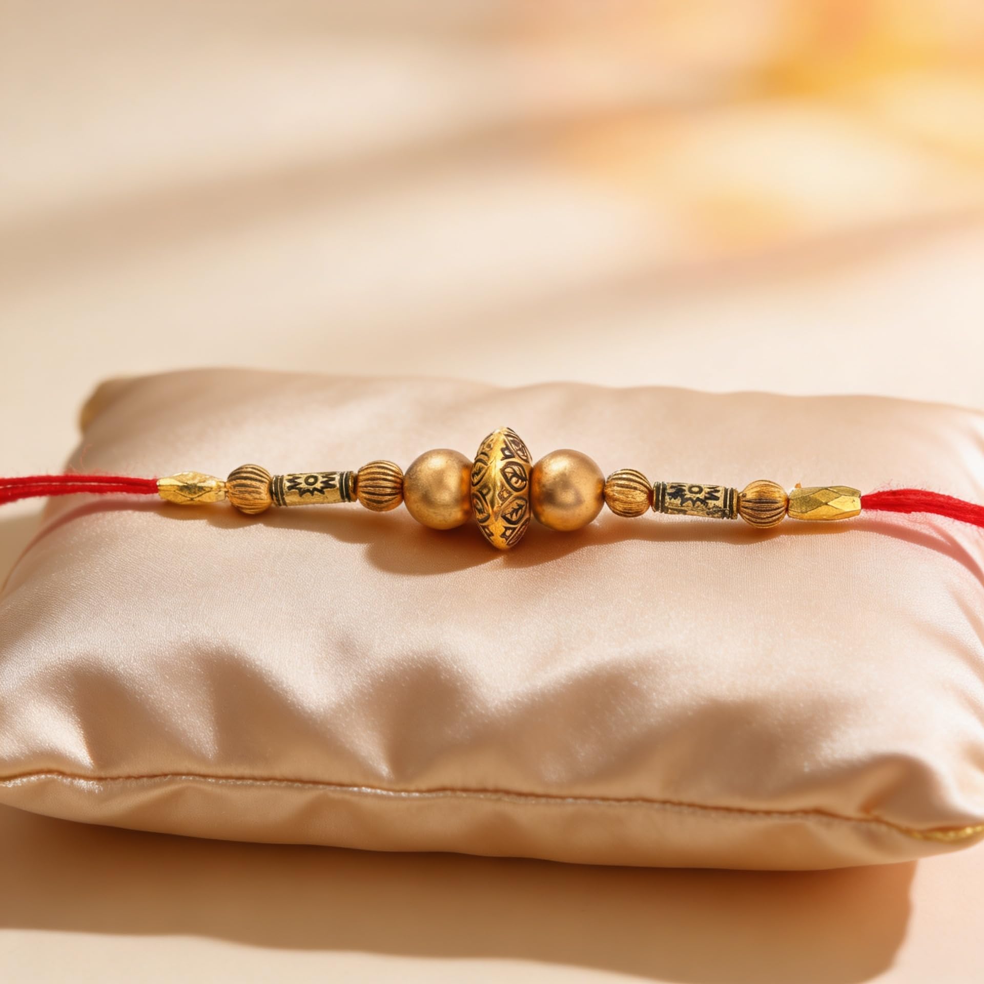 Golden Beads Dhaga Rakhi image 3