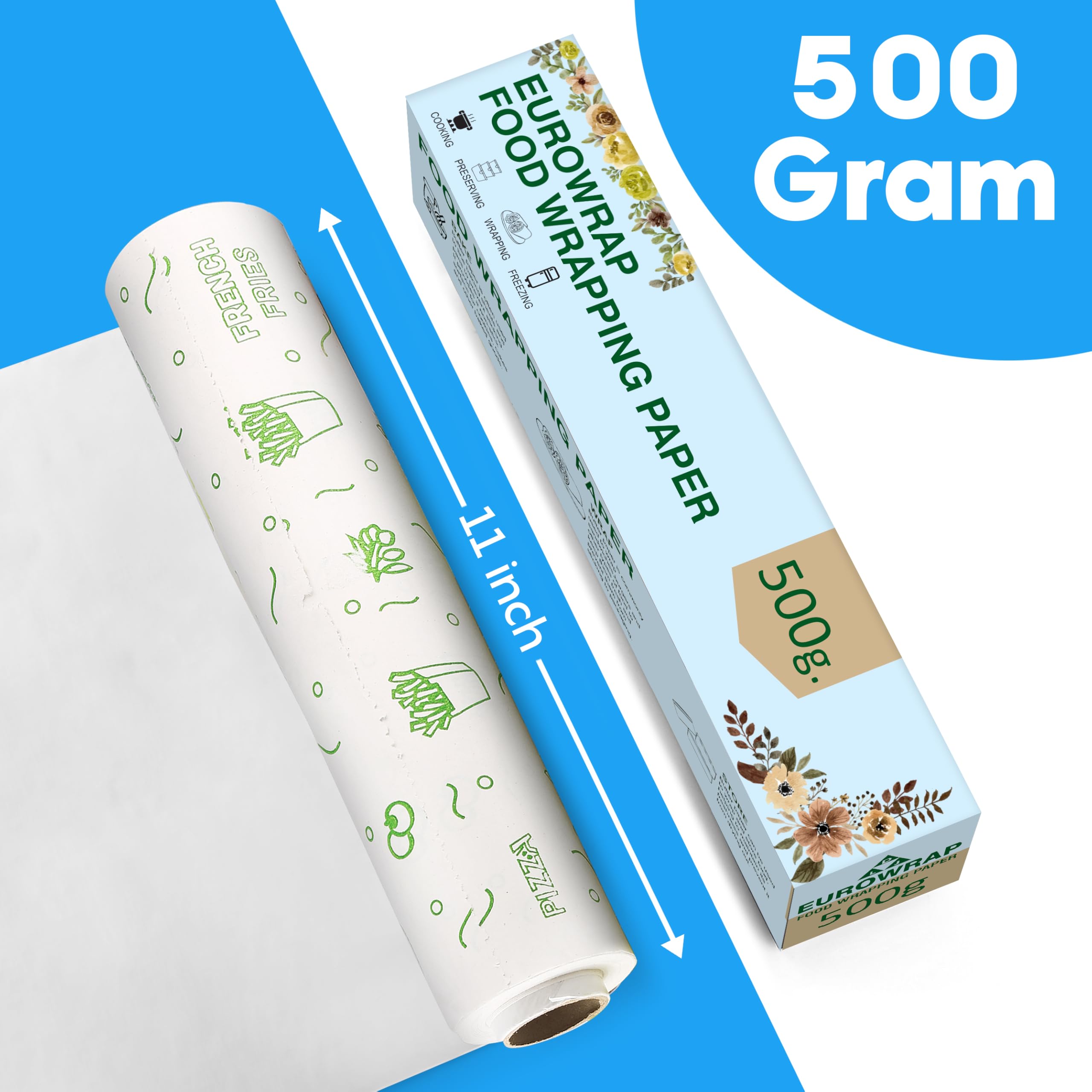 EUROWRAP Food Wrapping Paper 500g – Butter Paper Roll, Greaseproof & Microwave Safe, Roti Wrapping Sheets for Kitchen Use, Ideal for Baking, Packing, and Serving image 2