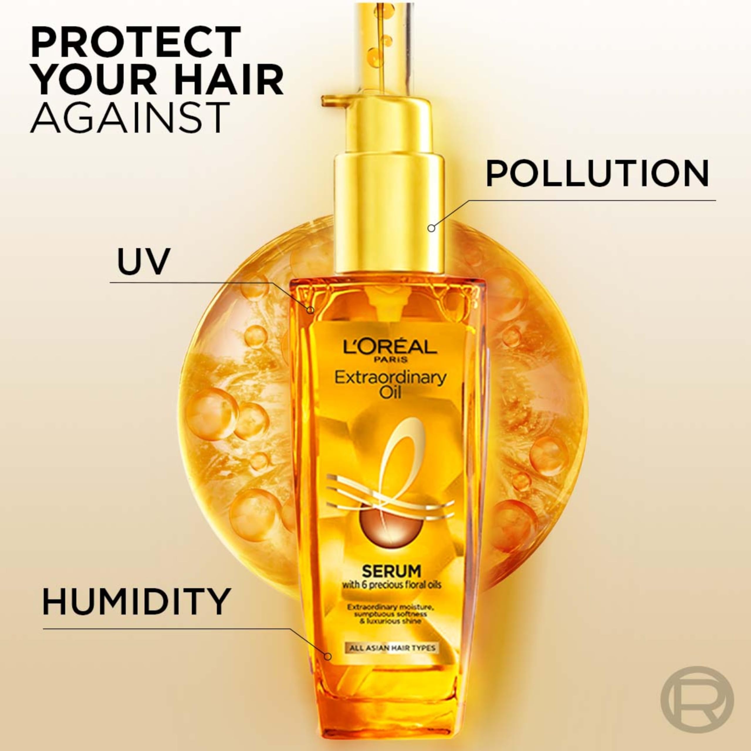 L'Oreal Paris Extraordinary Oil Hair Serum Powered by Floral Oils | For All Hair Types, Makes hair frizz-free, stronger, shiny and provides UV and Heat Protection, Lightweight Formula| 30ml image 5