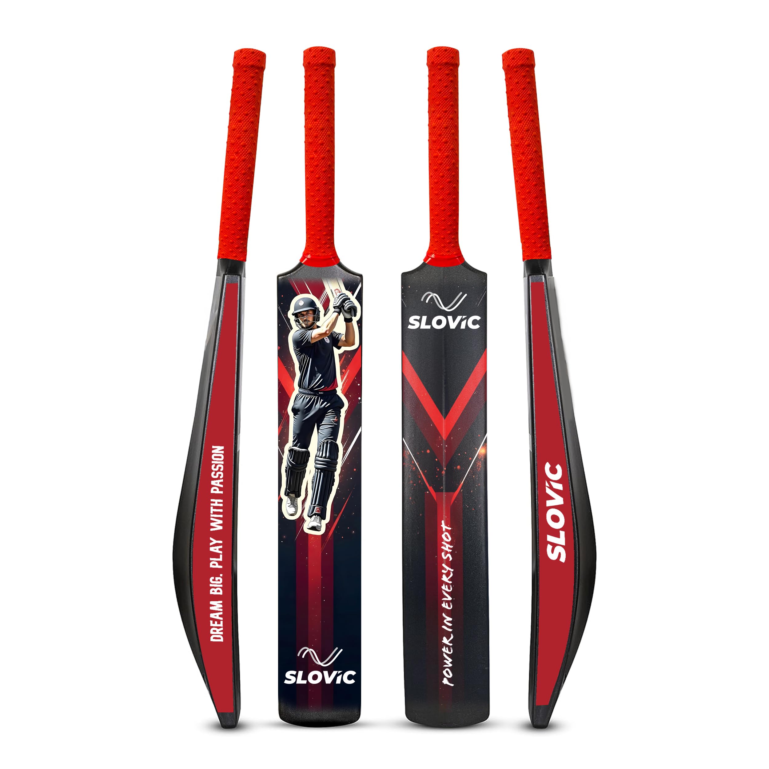 Slovic Cricket Bat [81 x 10 CM] | Full Size Tennis Bat for Cricket | Cricket Bat-Ball for Kids (10 to 14 Years Old) | Plastic Bats for Indoor Tournament | Lightweight Fiber Bat for Cricket kit