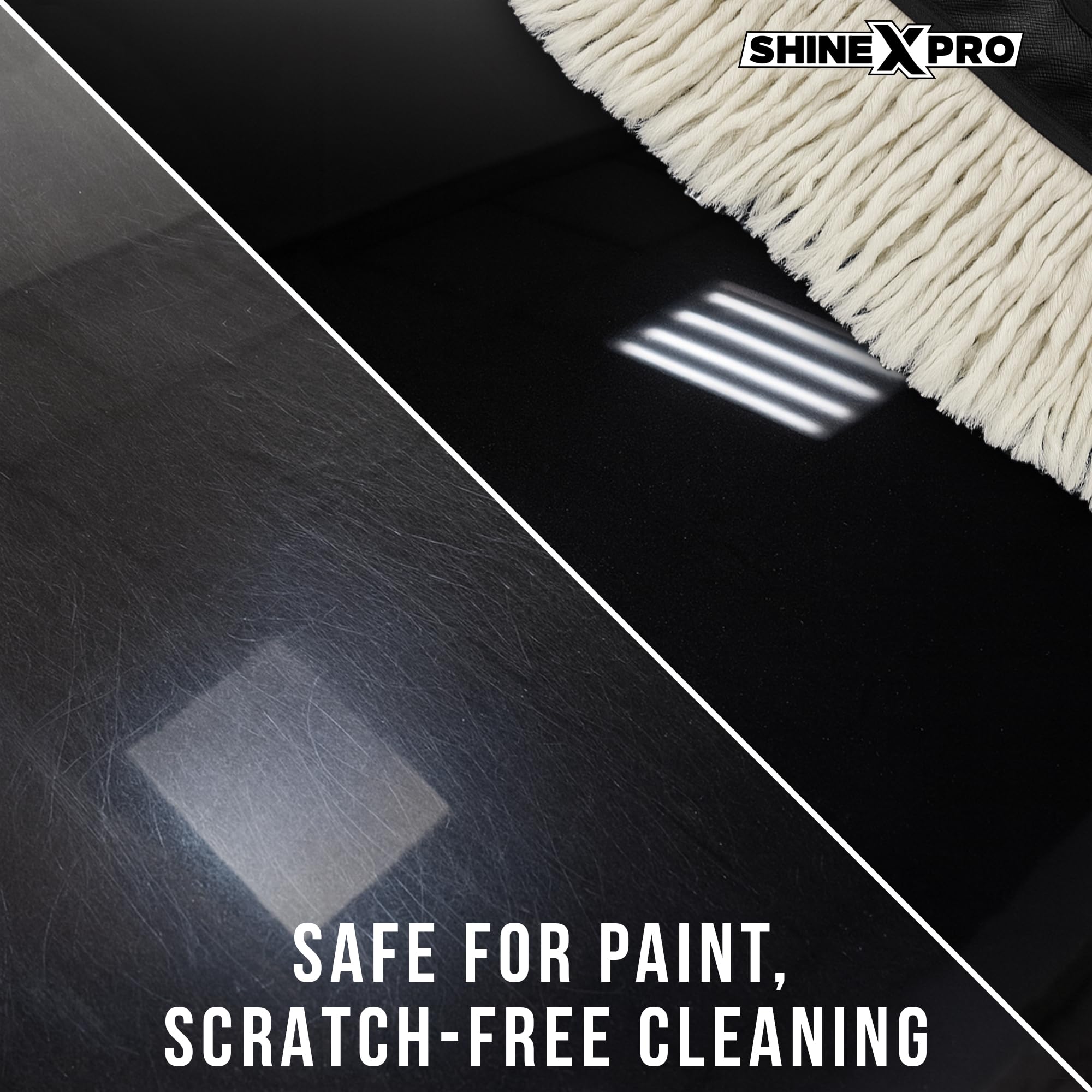 ShineXPro Car Duster - Lint-Free & Scratch-Free Car Cleaner Brush with Long Handle - Car Dust Cleaner features Paraffin Wax Coating for 2x better Cleaning Performance - Car Cleaning Brush for Exterior image 4