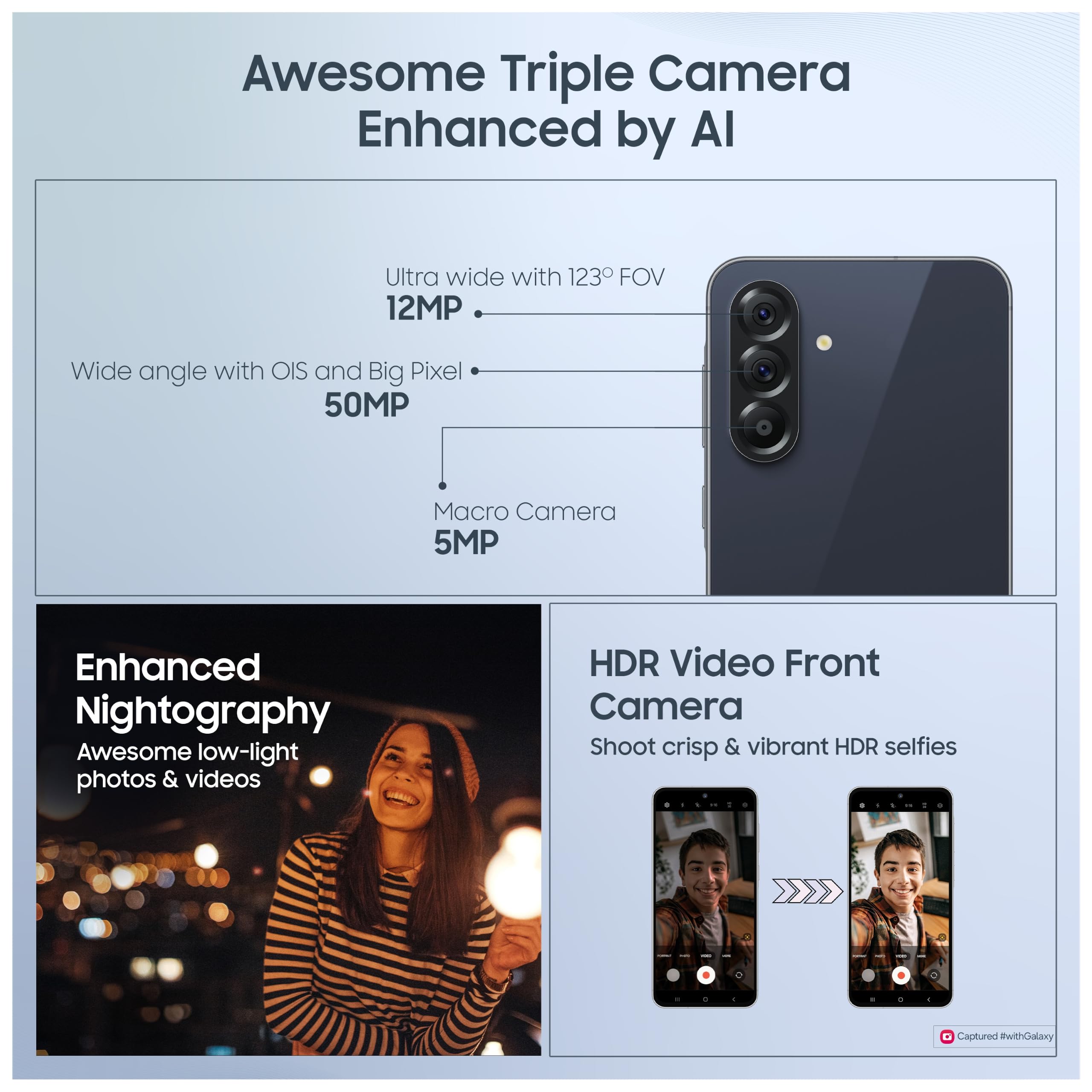 Samsung Galaxy A56 5G (Awesome Midnight Blue, 8GB, 128GB) | Segment Most Complete Triple Camera | AI Editing | 4nm Processor | sAMOLED Display| Gorilla Glass Victus+| 5 Gen OS Upgrades image 4